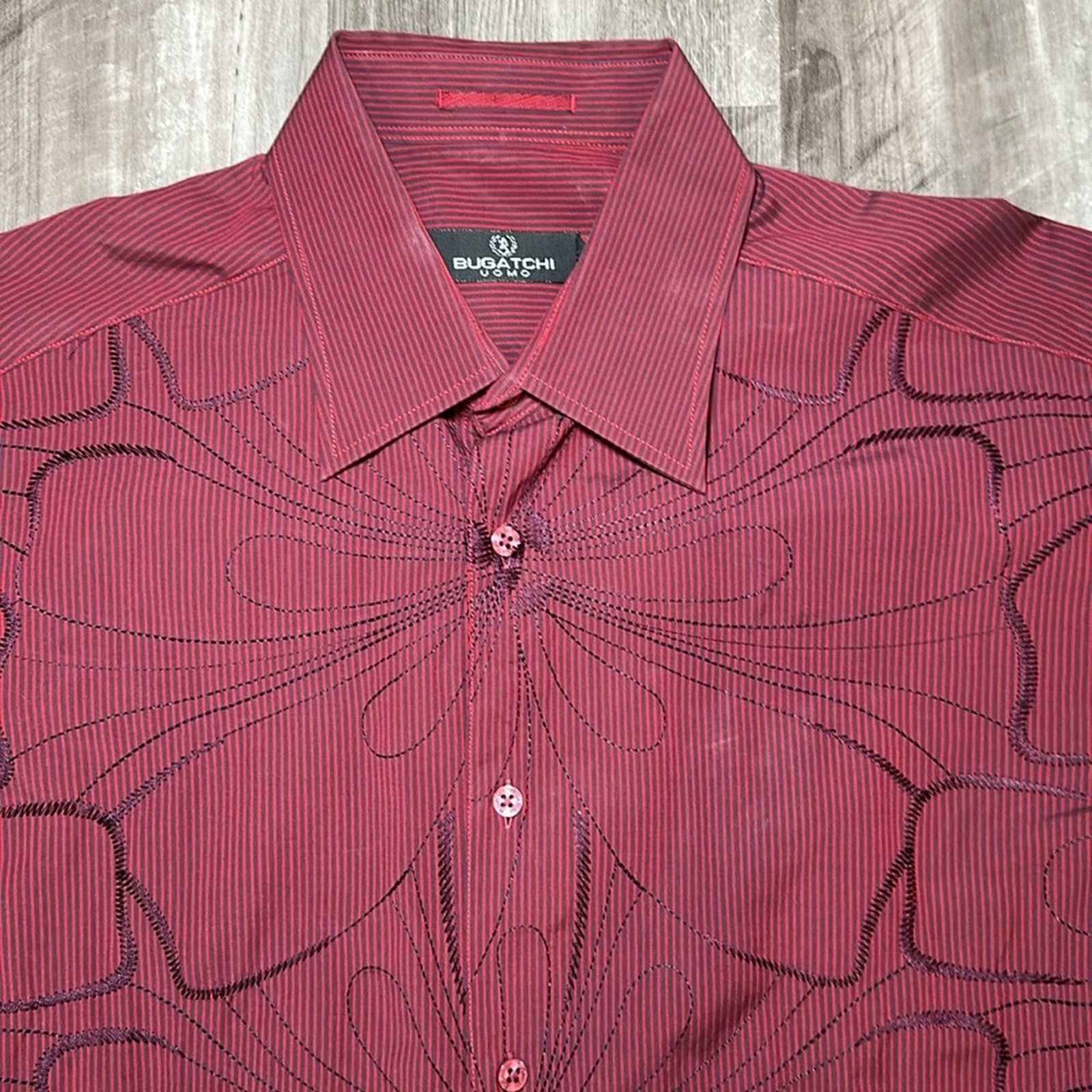 BUGATCHI Bugatchi Uomo Floral Stitched Long Sleeve - Large Size US L / EU 52-54 / 3 - 6 Thumbnail
