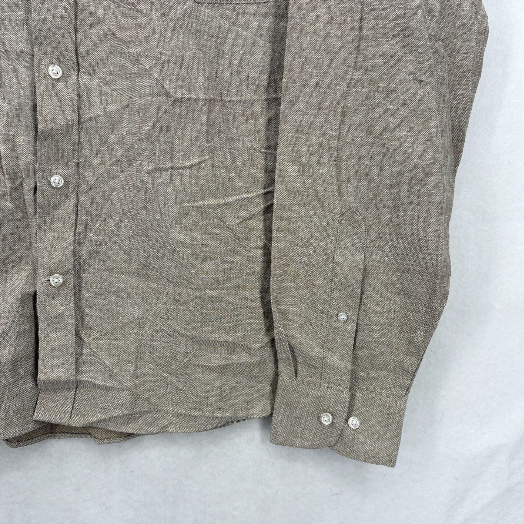 Stafford Stafford Shirt Mens XL Beige Cotton Linen Long Sleeve Button Front Casual Preppy Size US XL / EU 56 / 4 - 3 Thumbnail