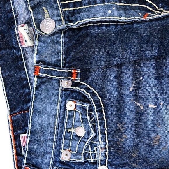True Religion True Religion Jeans Size 38 RICKY SUPER T Blue Trashed Paint Size US 38 / EU 54 - 9 Thumbnail