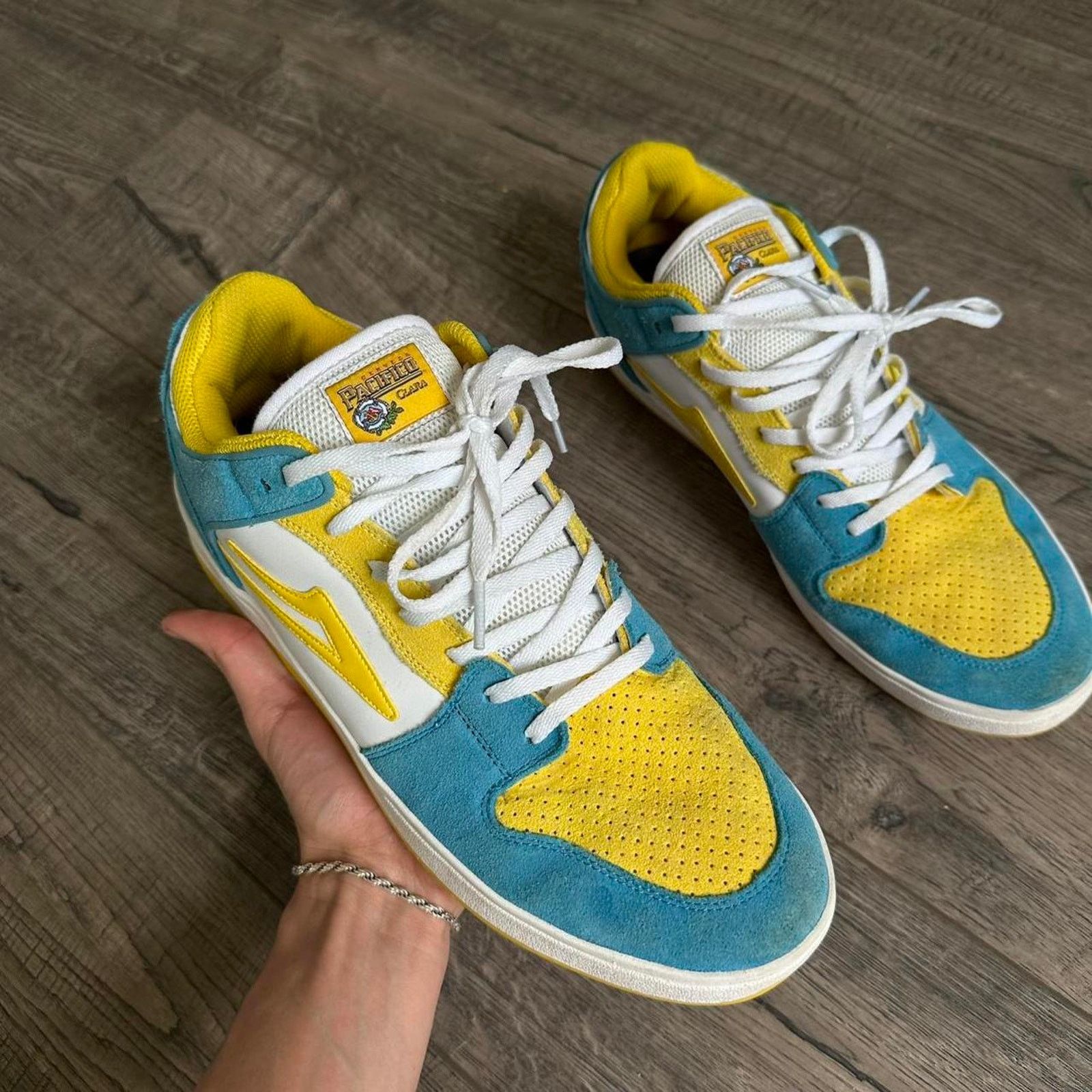Lakai Lakai Pacifico Telford Low Yellow White Skate Shoe Sneaker Size US 11.5 / EU 44-45 - 3 Thumbnail