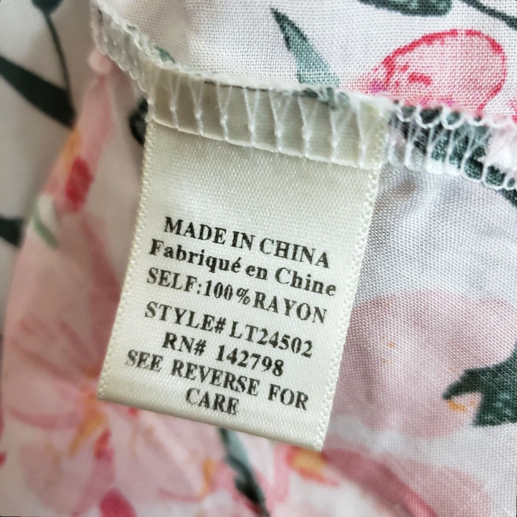 Bell Loveriche Womens Blouse Shirt Size L Pink White Floral Bell Sleeve Rayon Pullover Top Size L / US 10 / IT 46 - 5 Thumbnail