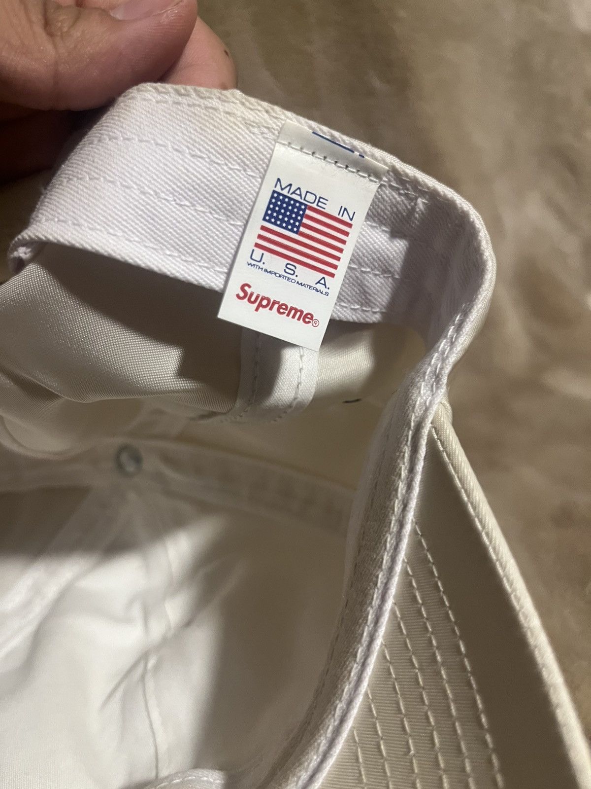 Supreme Supreme made in USA Enamel Logo 6 Panel Stone Cap / hat Size ONE SIZE - 7 Thumbnail