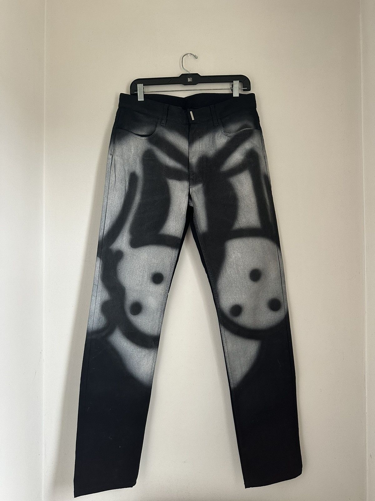 image of Chito Graffiti Dog Denim Pants in Black, Men's (Size 32)