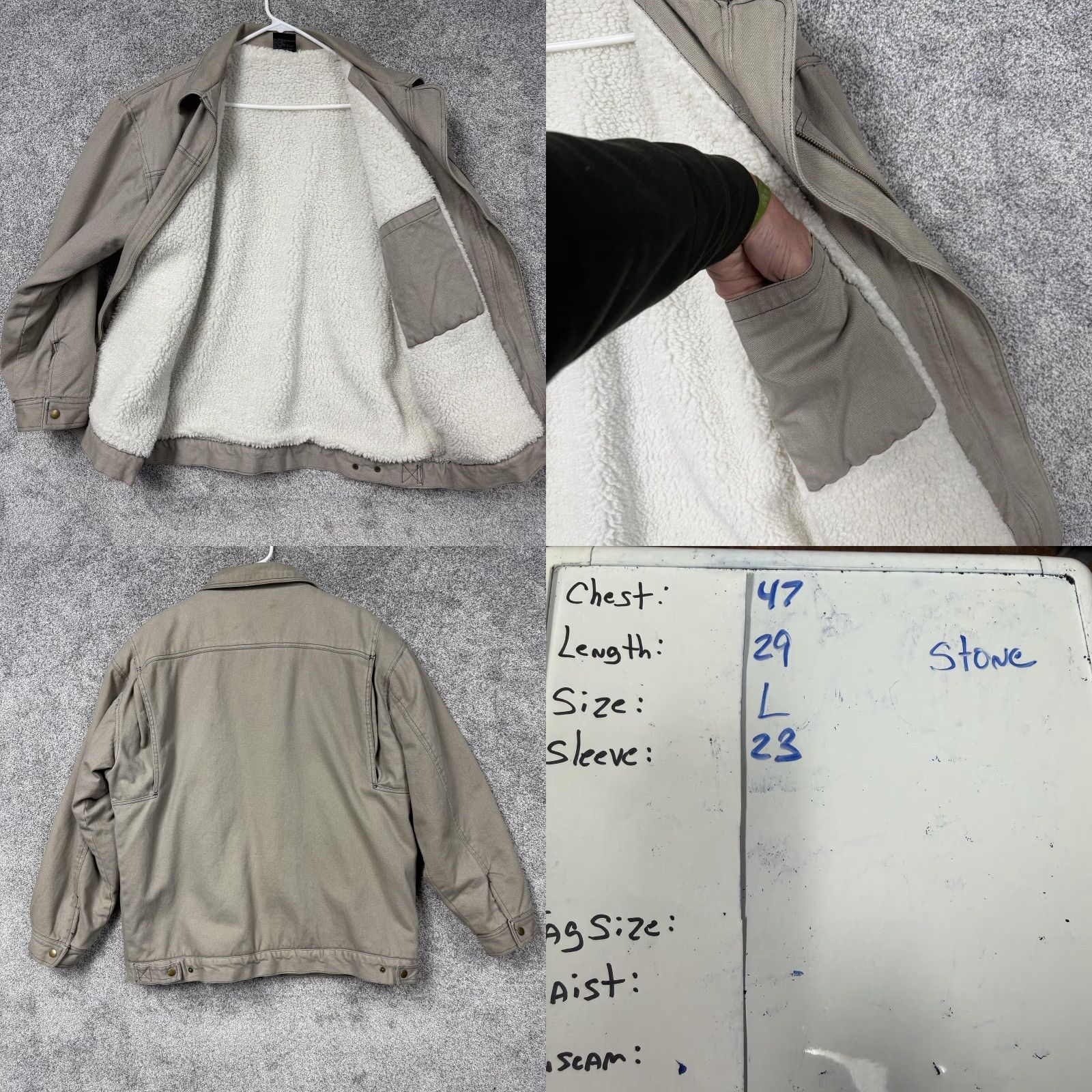 Vintage VTG 90s Pipeline Chore Jacket Mens L Beige Sherpa Lined Workwear Bomber Jacket Shaft? Size US L / EU 52-54 / 3 - 9 Thumbnail