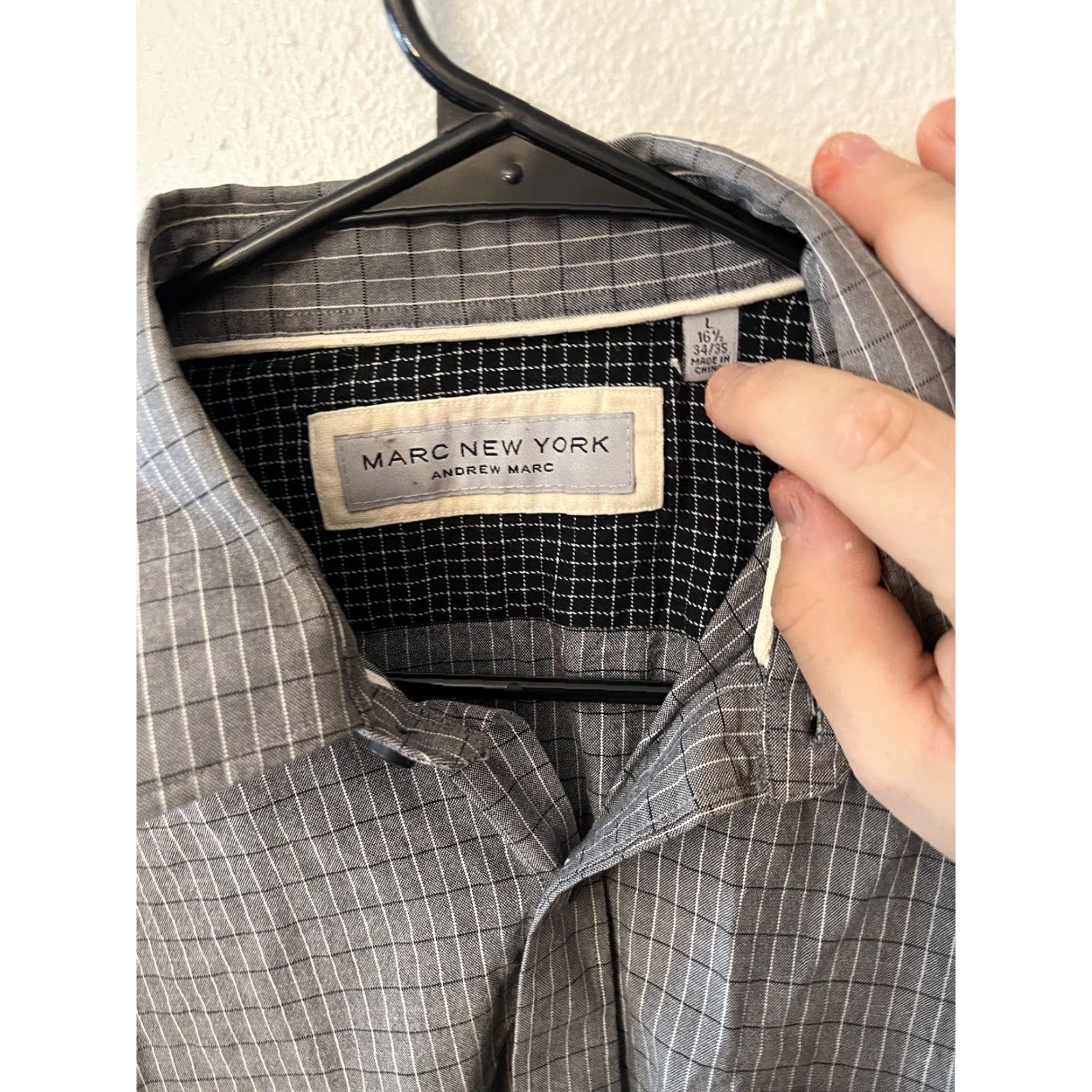 Vintage Marc New York Mens Shirt Long Sleeve Gray Plaid Button Down Size Large 16.5 Size US L / EU 52-54 / 3 - 3 Thumbnail
