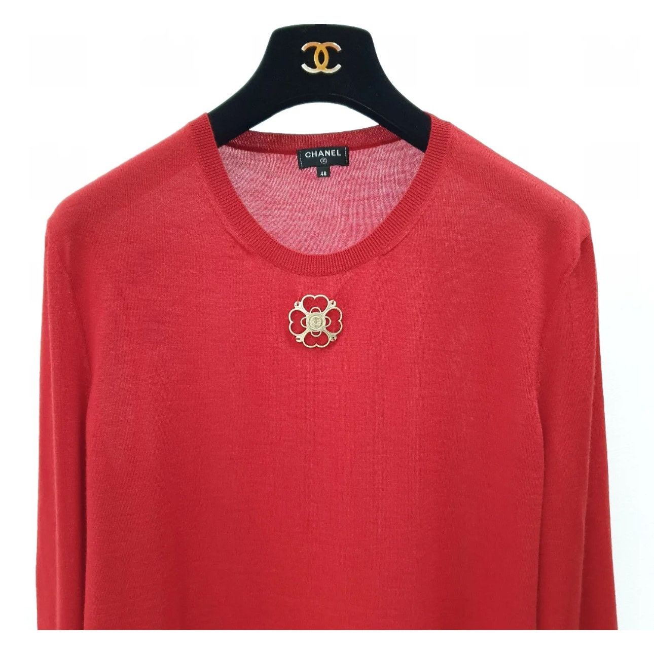 Chanel Chanel Red Cashmere Jumper Sz.48 Size XL / US 12-14 / IT 48-50 - 2 Thumbnail