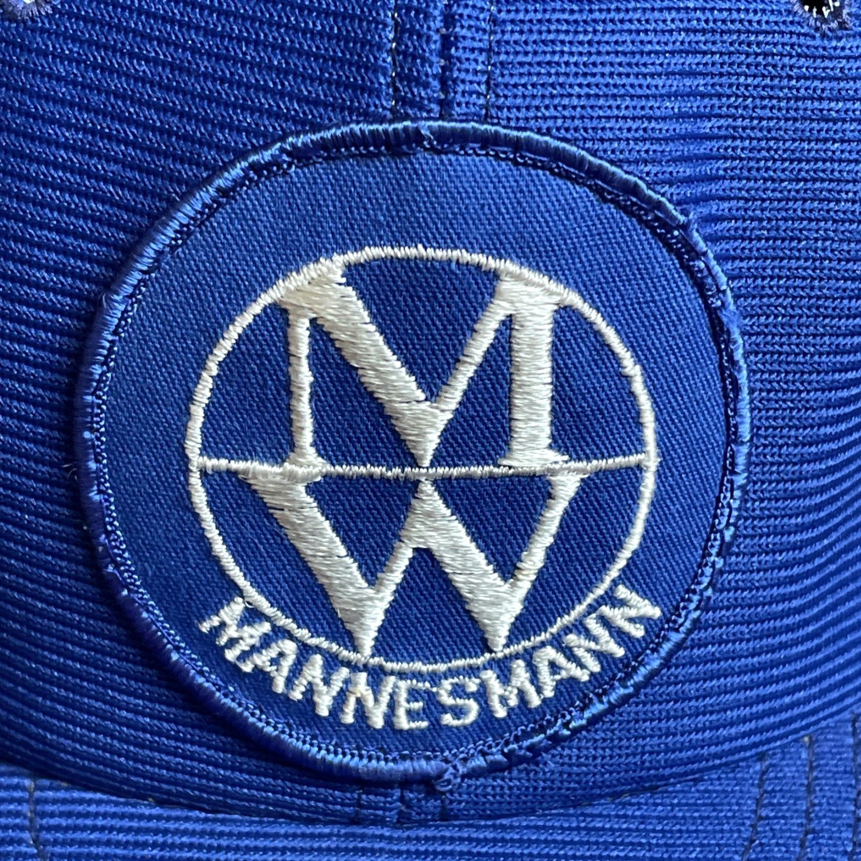 Vintage VINTAGE Funkap Blue Adjustable Snapback Hat Mens MANNESMANN German Conglomerate Truckera style Cap USA Made 1990s Blue Snapback Mens Size ONE SIZE - 6 Thumbnail