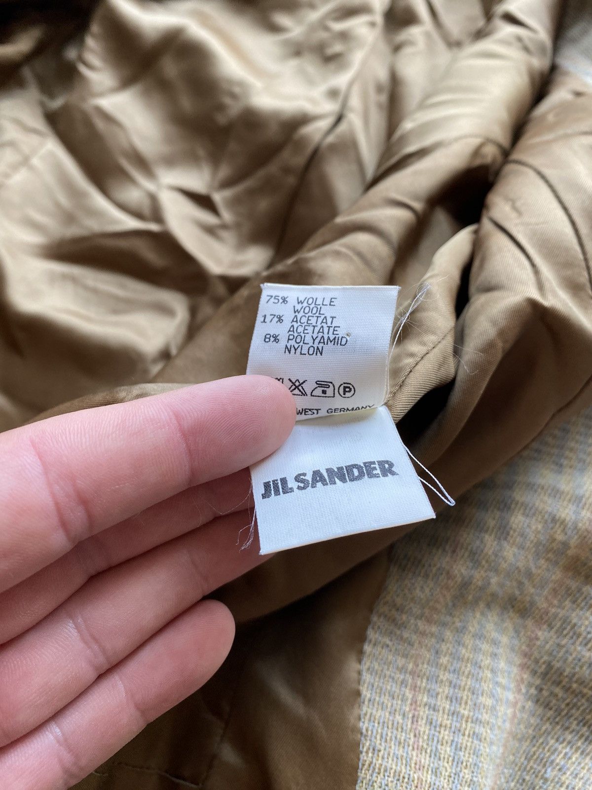 Jil Sander Vintage Jil Sander Wool Blend Nova Check Viskose Blazer Size XS / US 0-2 / IT 36-38 - 13 Thumbnail