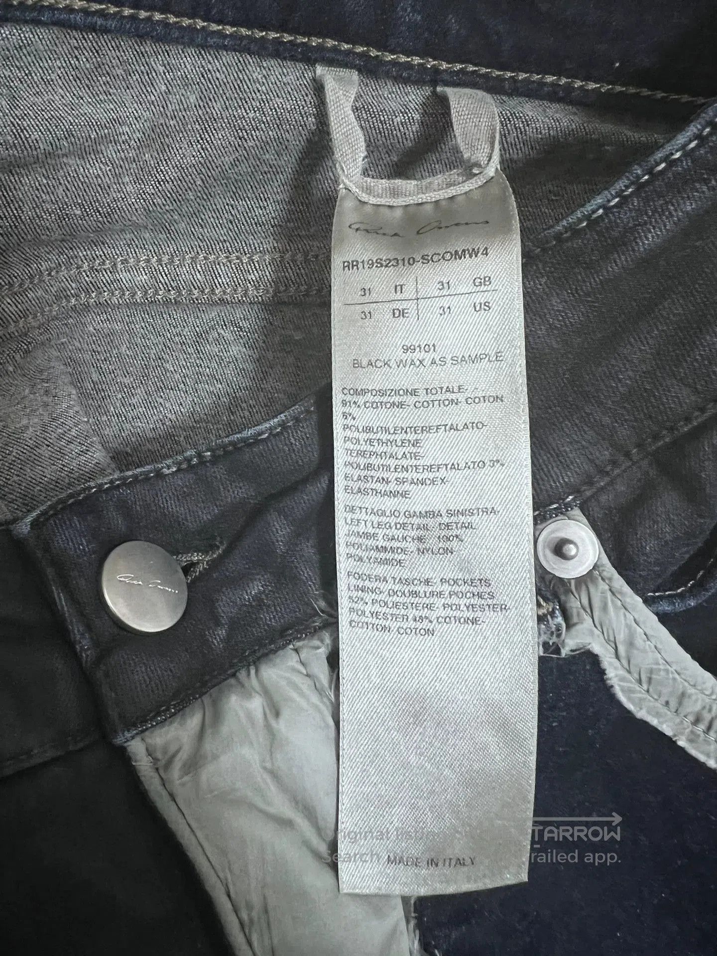 Rick Owens Rick Owens Waxed Denim Patch Pants. Size US 31 - 4 Thumbnail
