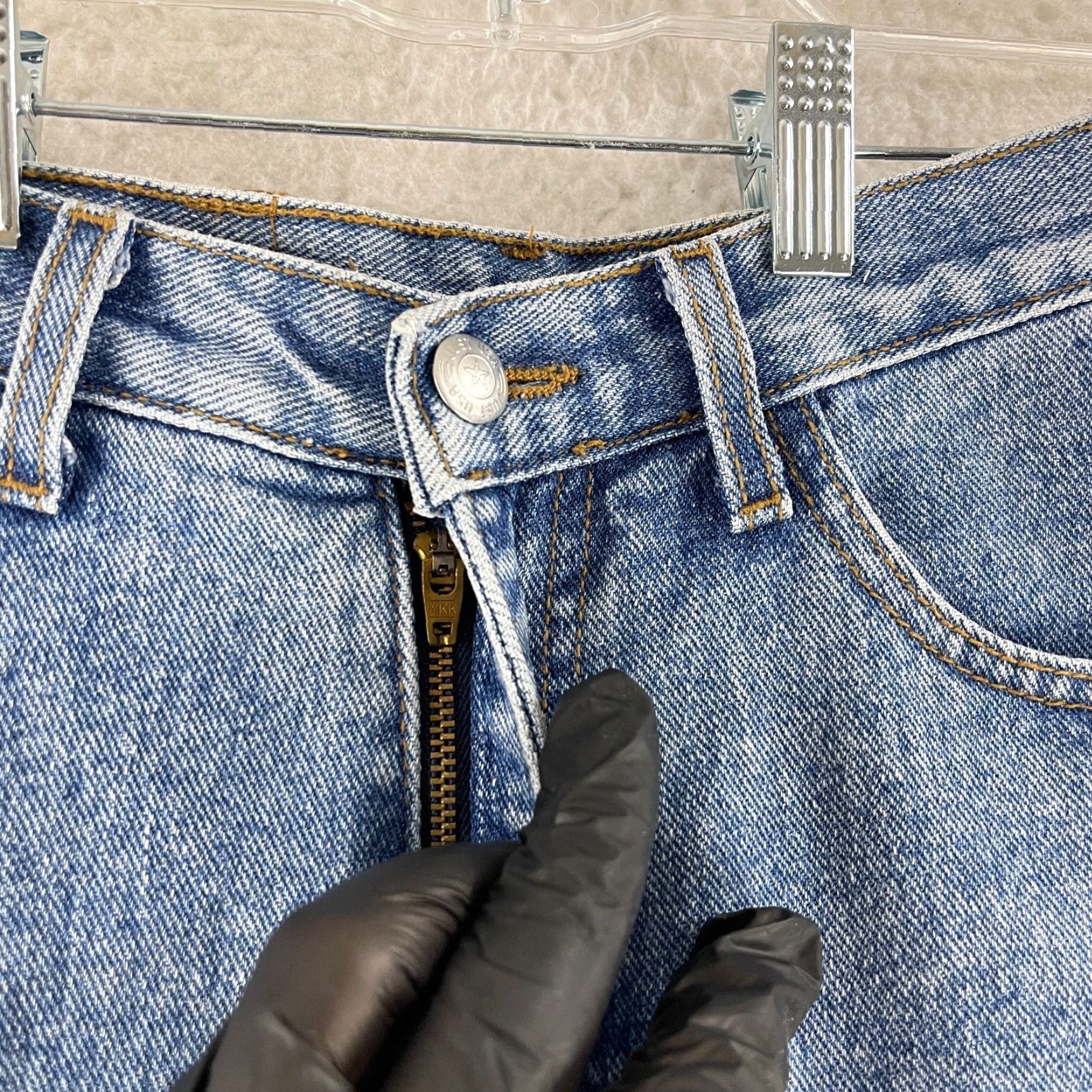 Denime VINTAGE Just USA Jeans Womens Size 5 Blue Denim Flare Leg Mid-Rise United States 80s 90s Bohemian Size 27" / US 4 / IT 40 - 5 Thumbnail