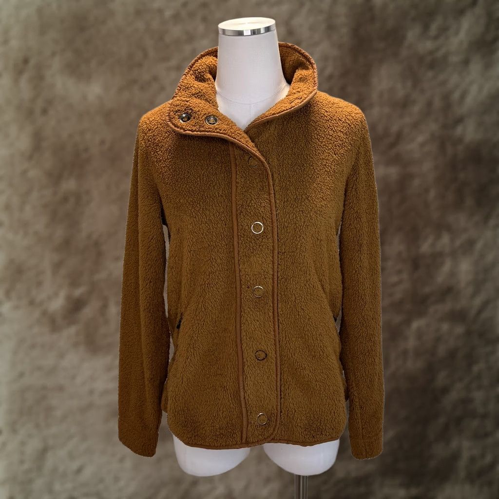 Vintage Kuhl Jacket Womens Small Brown Sherpa Fleece Snap Front High Collar Pockets Size S / US 4 / IT 40 - 1 Thumbnail