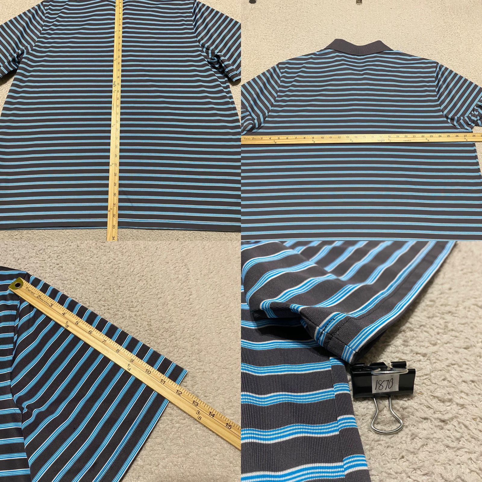 Reebok Reebok Mens 2XL Shirt Gray Striped Polo Golf Short Sleeve Outdoor Athletic Size US XXL / EU 58 / 5 - 8 Thumbnail