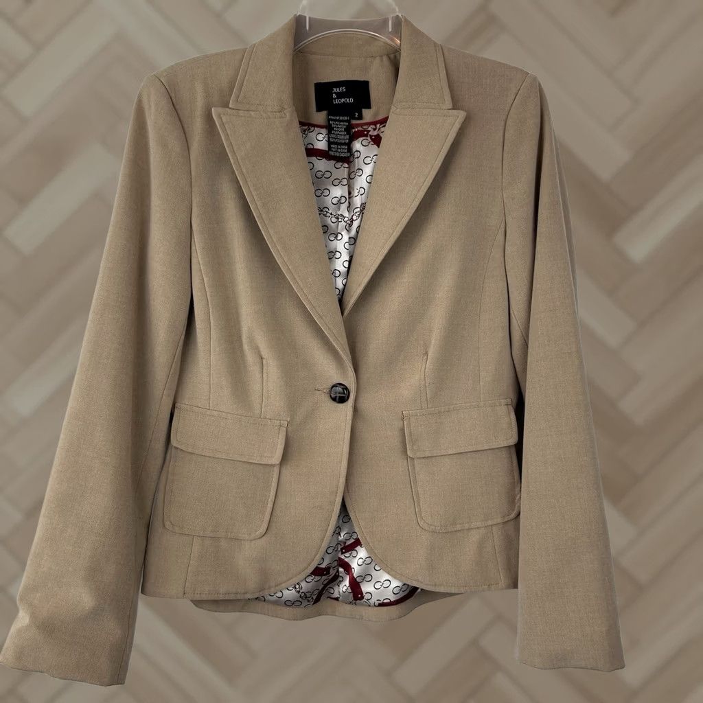 Vintage Jules Leopold Blazer Women PS Beige Button Short Sleeve Per Pes Petite Regular Basic Jacket Vintage No 70s Size S / US 4 / IT 40 - 1 Thumbnail
