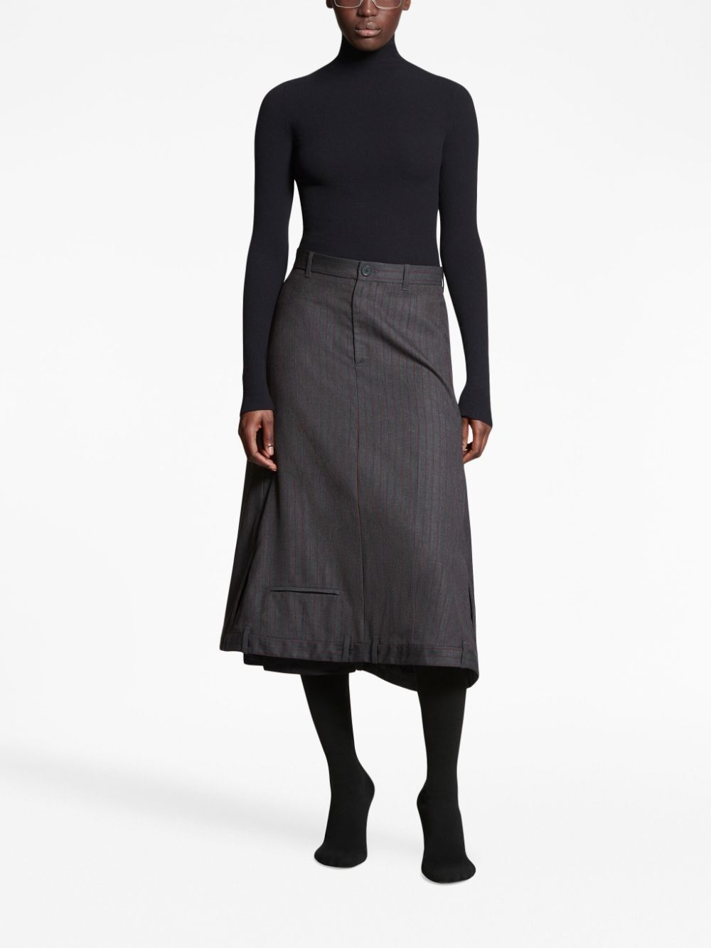Balenciaga o1bcso1str0525 Deconstructed A-Line Skirt in Dark Grey Size 25" / US 0 / IT 36 - 2 Thumbnail