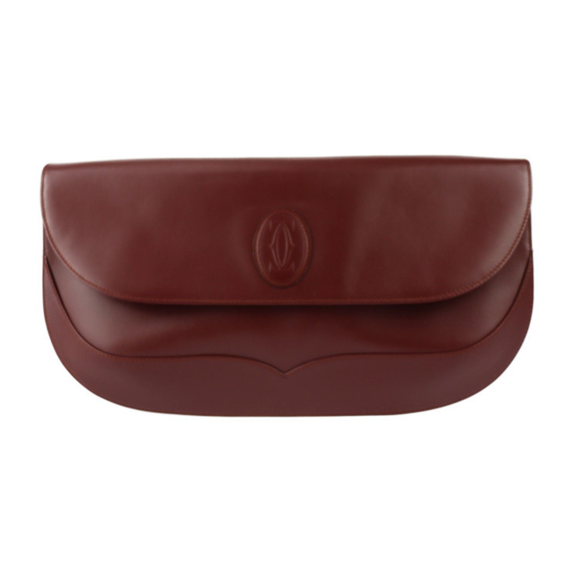 image of Cartier Mustline Clutch Bag Leather Bordeaux Second Flap, Women's