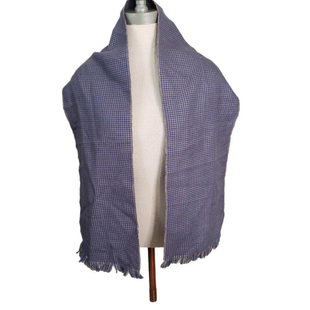Designer CT852 Navy Checkered Tweed Like Neck Scarf Size ONE SIZE - 2 Thumbnail