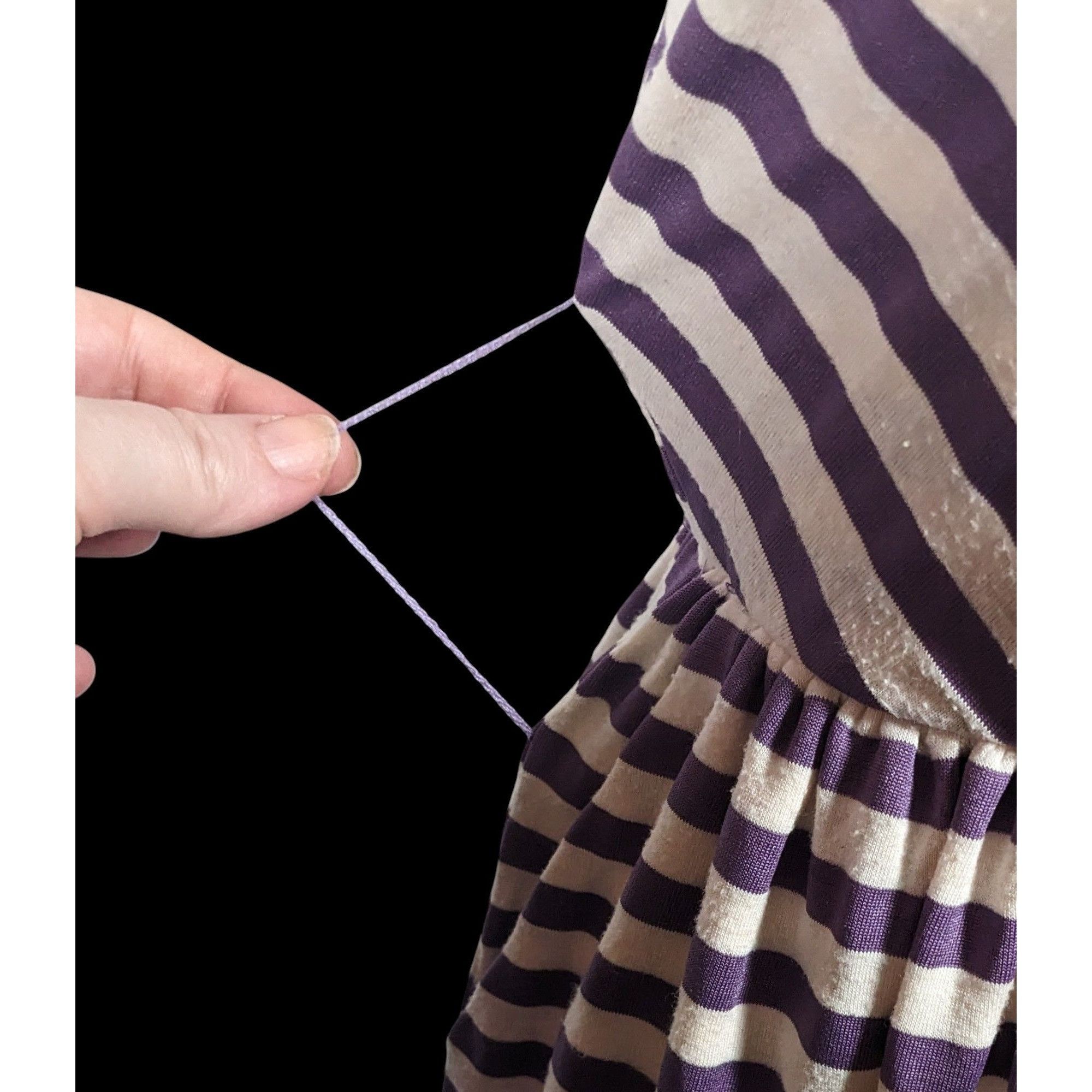 Other Knitted Dove Cottagecore Purple And White striped Dress With Size S / US 4 / IT 40 - 6 Thumbnail