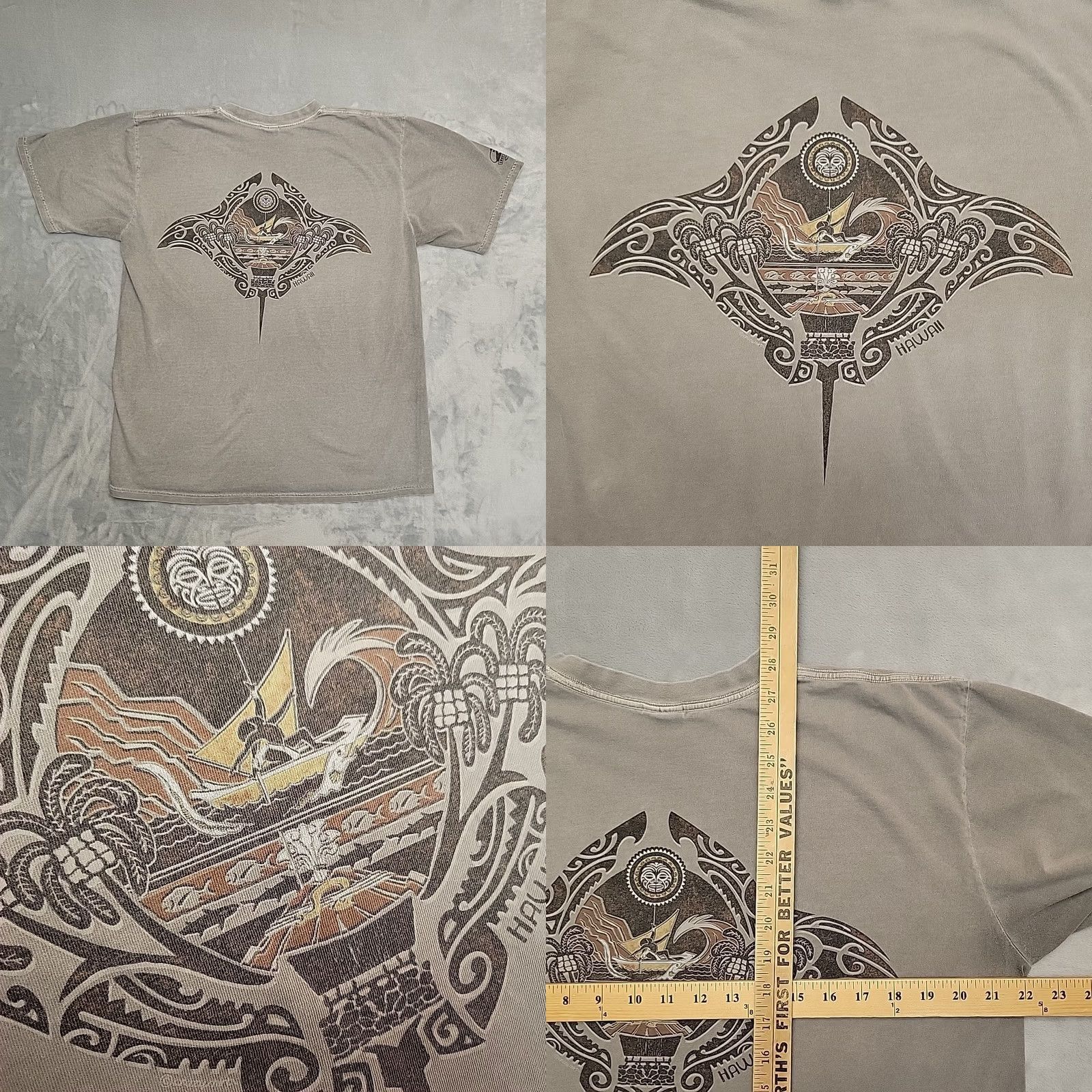 Vintage Vintage Crazy Shirts Mens L Gray Crater Dyed Hawaii TEE Tourist Retro Beach 90s USA Graphic Print Shirt Mens Size US L / EU 52-54 / 3 - 8 Thumbnail