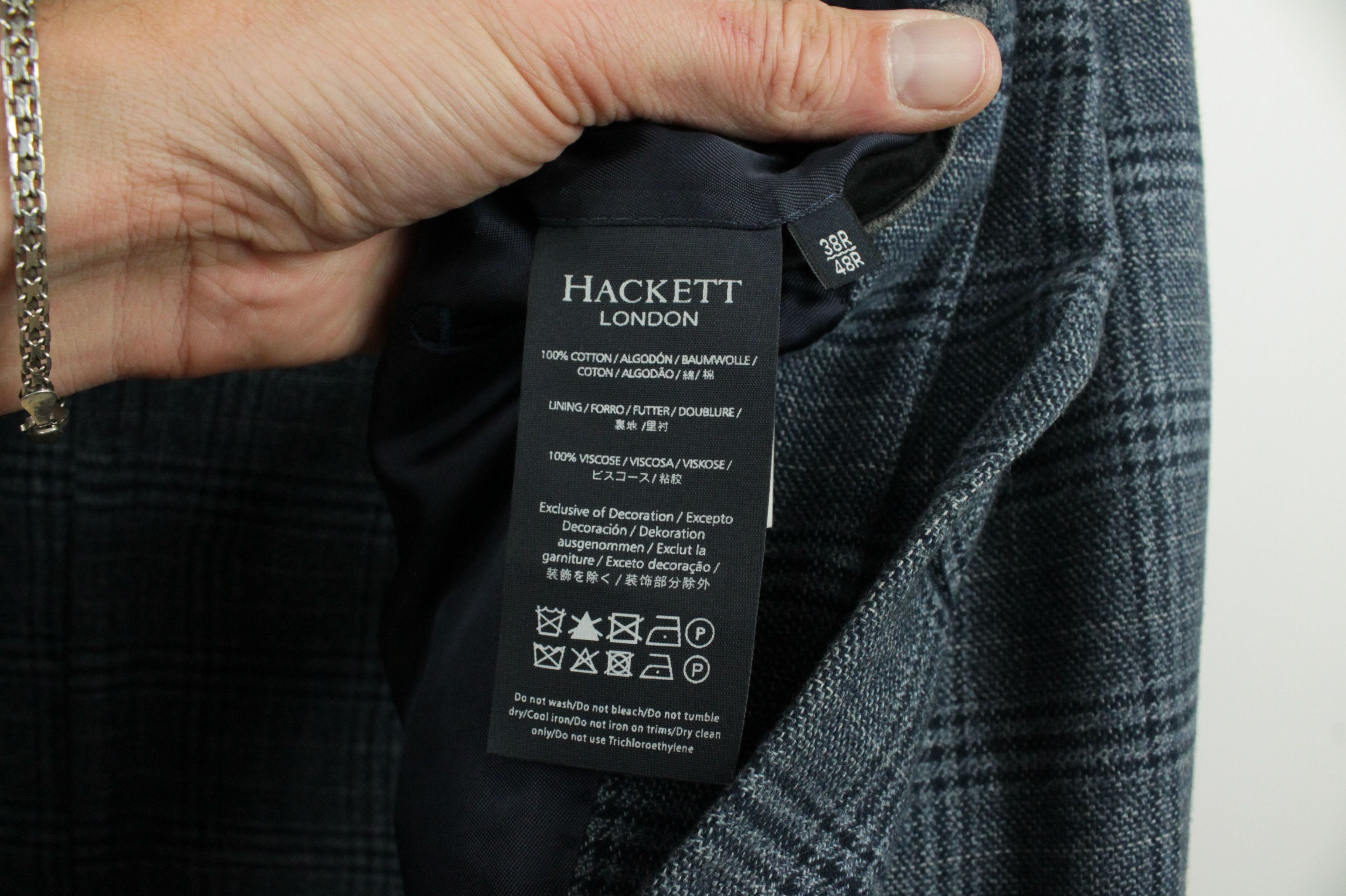 Hackett Hackett London Brushed Blue Cheked Cotton Blazer Jacket Size US M / EU 48-50 / 2 - 8 Thumbnail
