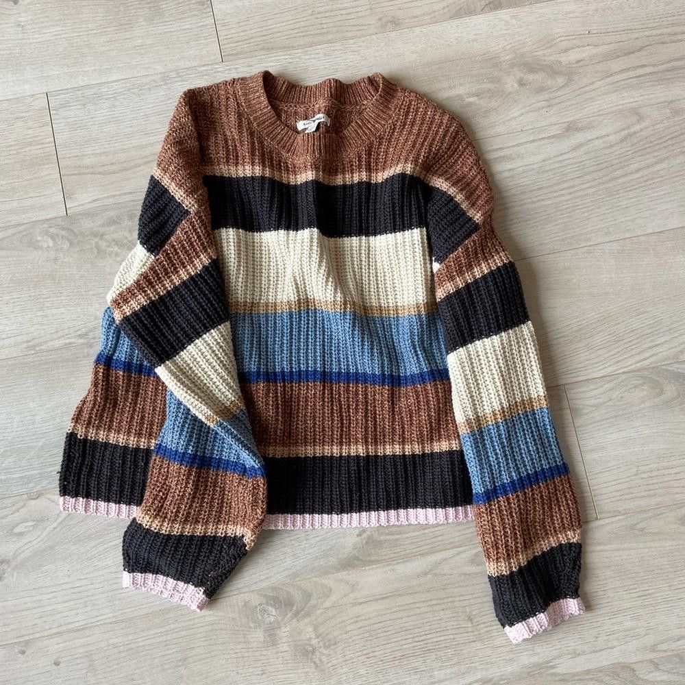 Designer Stylish Striped Knit Sweater - Cozy Fall Essential Size S / US 4 / IT 40 - 1 Thumbnail