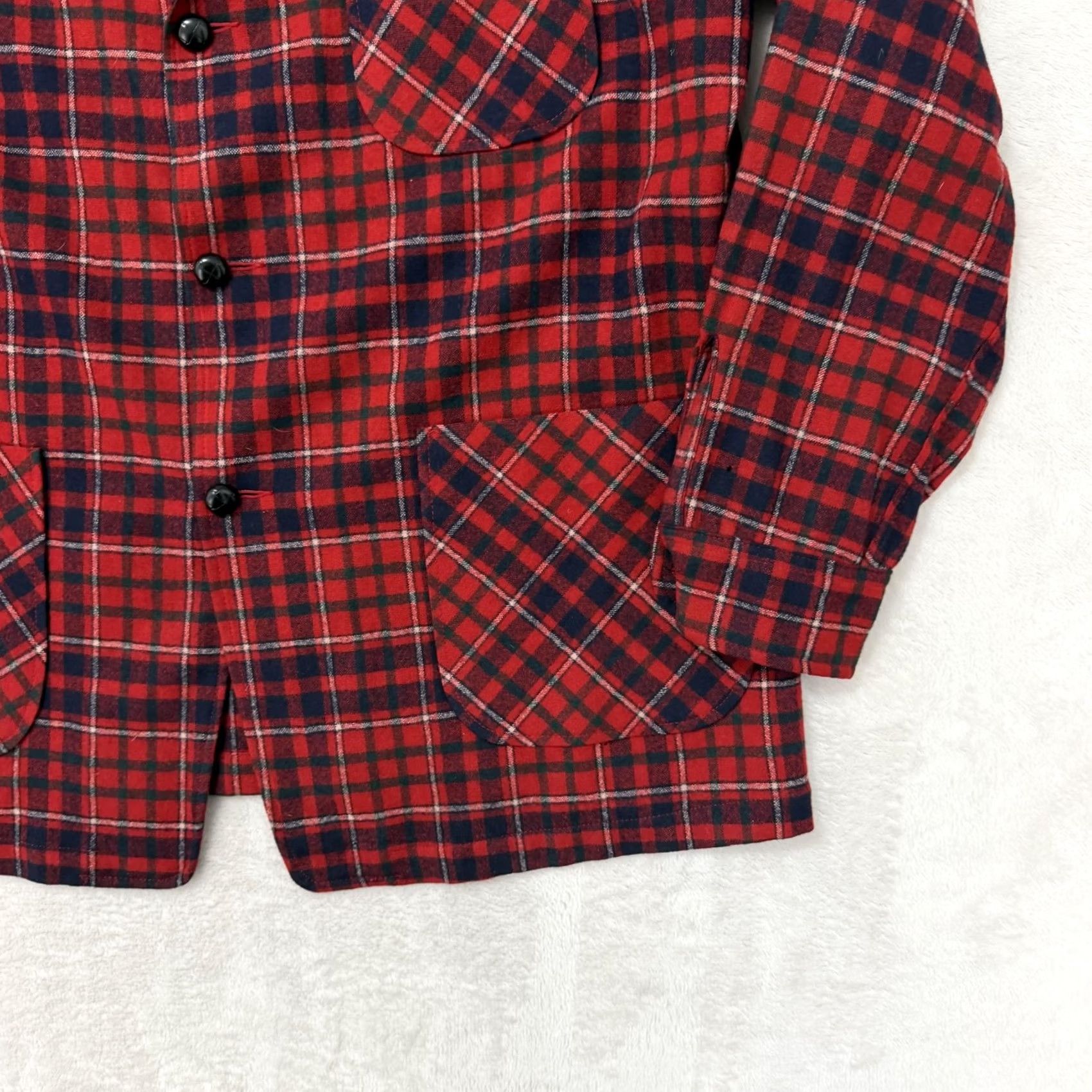 Pendleton VINTAGE Pendleton Blazer Sport Coat Mens Large Red Plaid Wool Jacket Made USA Size 42R - 5 Thumbnail