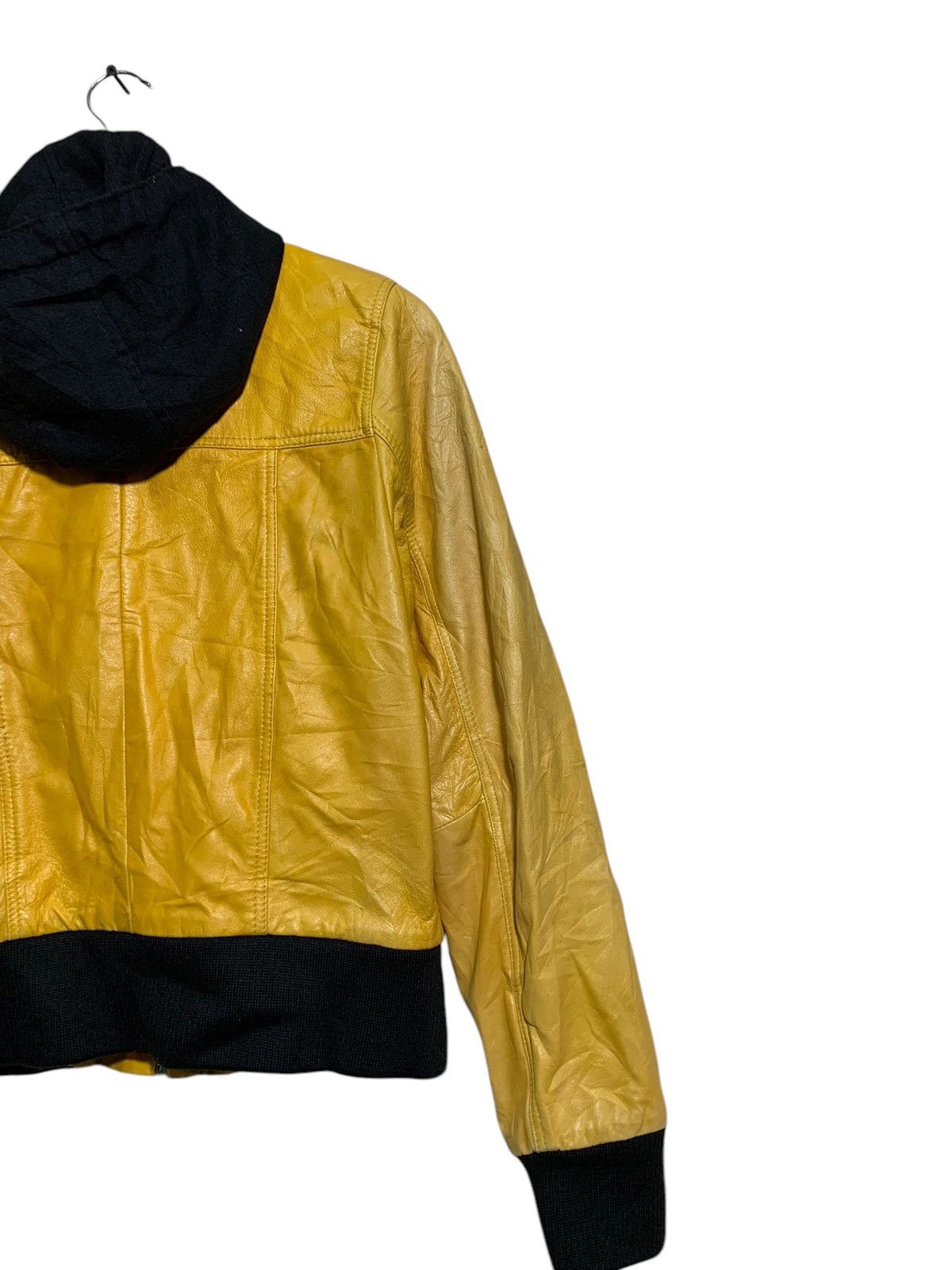 Genuine Leather 🔥RARE YELLOW LEATHER PARK HOODIE JACKETS Size US XL / EU 56 / 4 - 7 Thumbnail