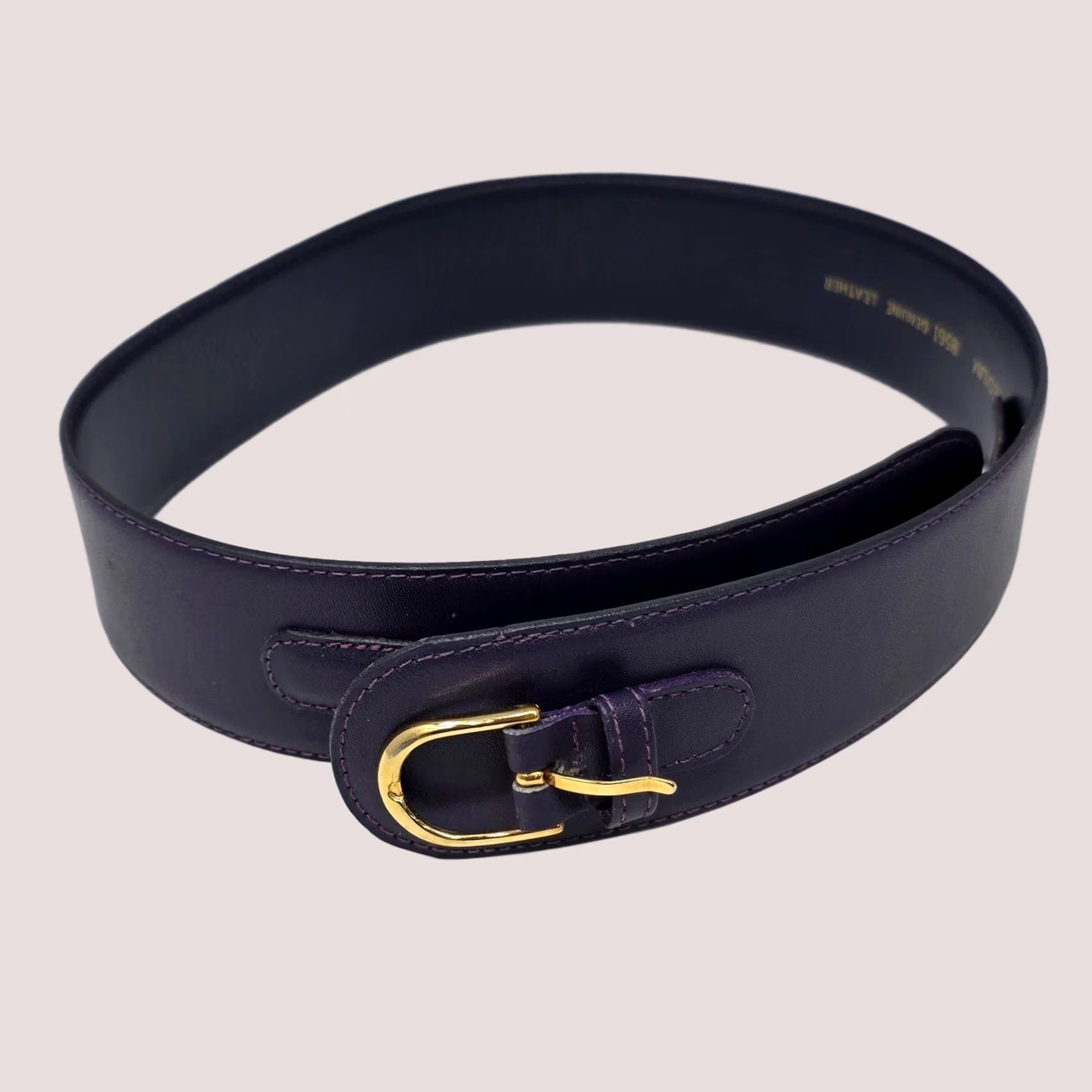 NEW Vintage Joan & David Too Navy Calfskin Leather Belt- Gold Star & Rope Trim L Mariner main image 4