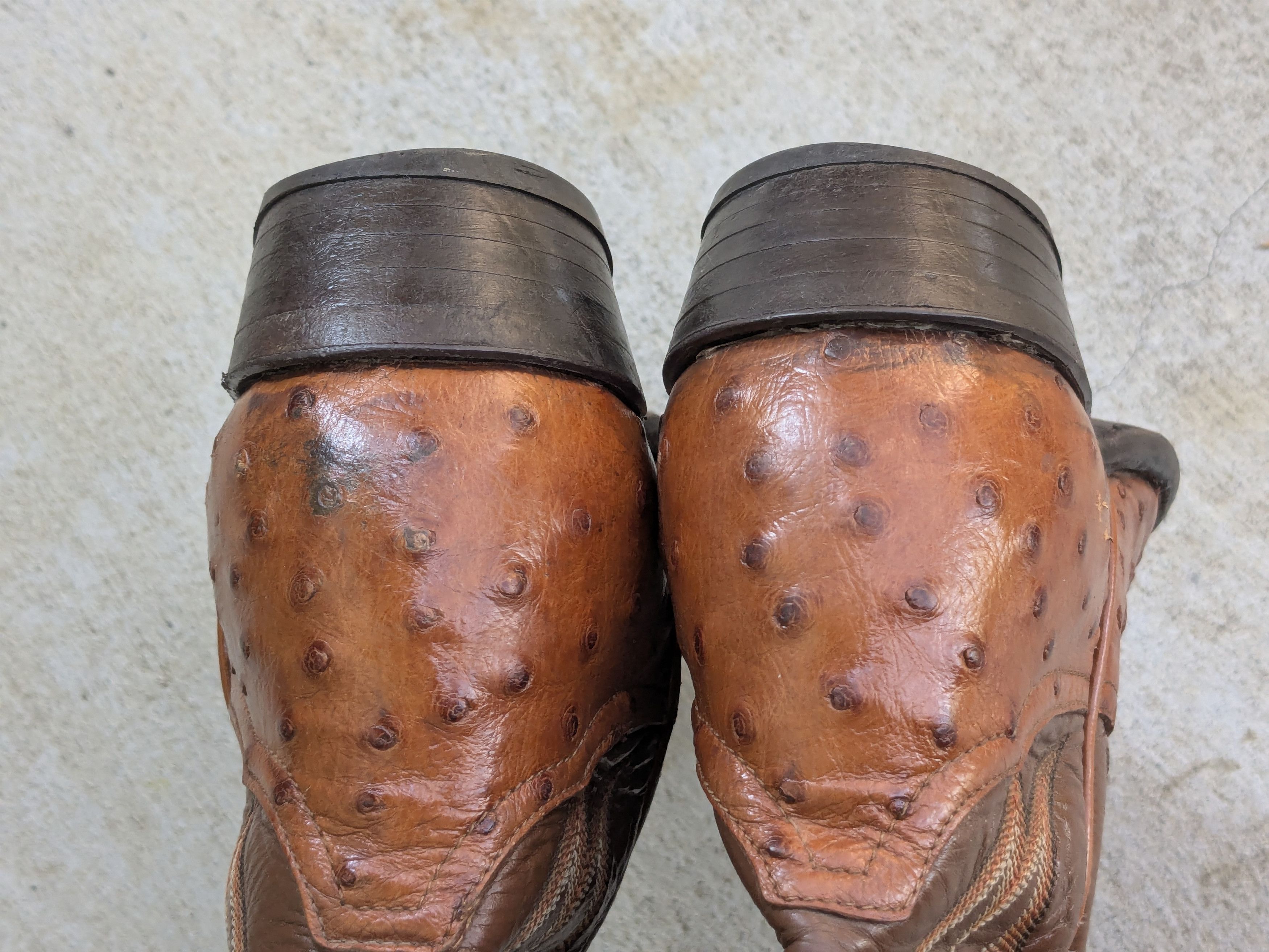 Genuine Leather Tony Lama Cowboy Boots Brown 7 Wide Vintage Ostrich Leather Size US 7 / EU 40 - 10 Thumbnail
