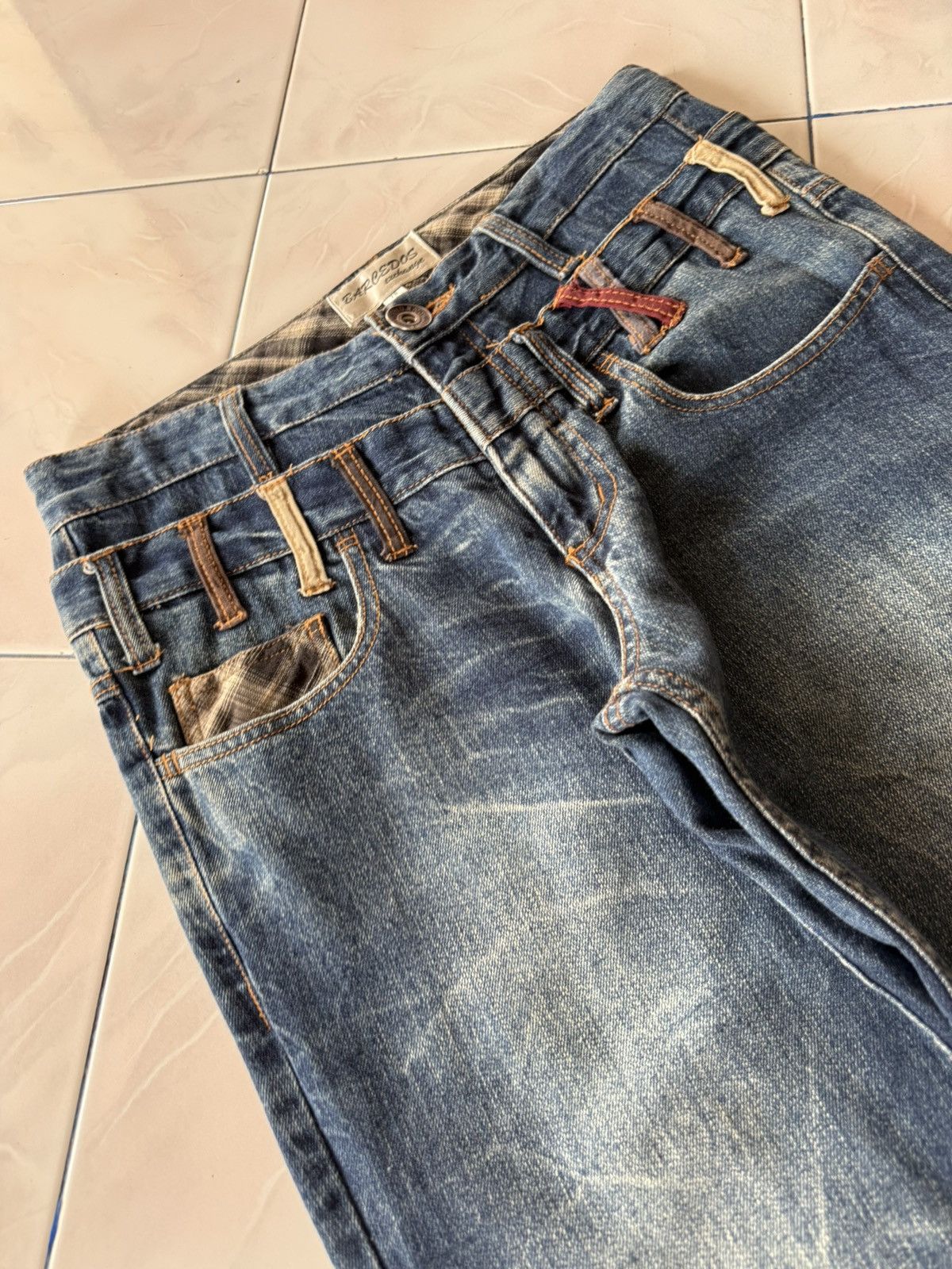 Hysteric Glamour Bercedos Japan Double Waist Cut & Sew Whiskers Jeans Size US 30 / EU 46 - 4 Thumbnail