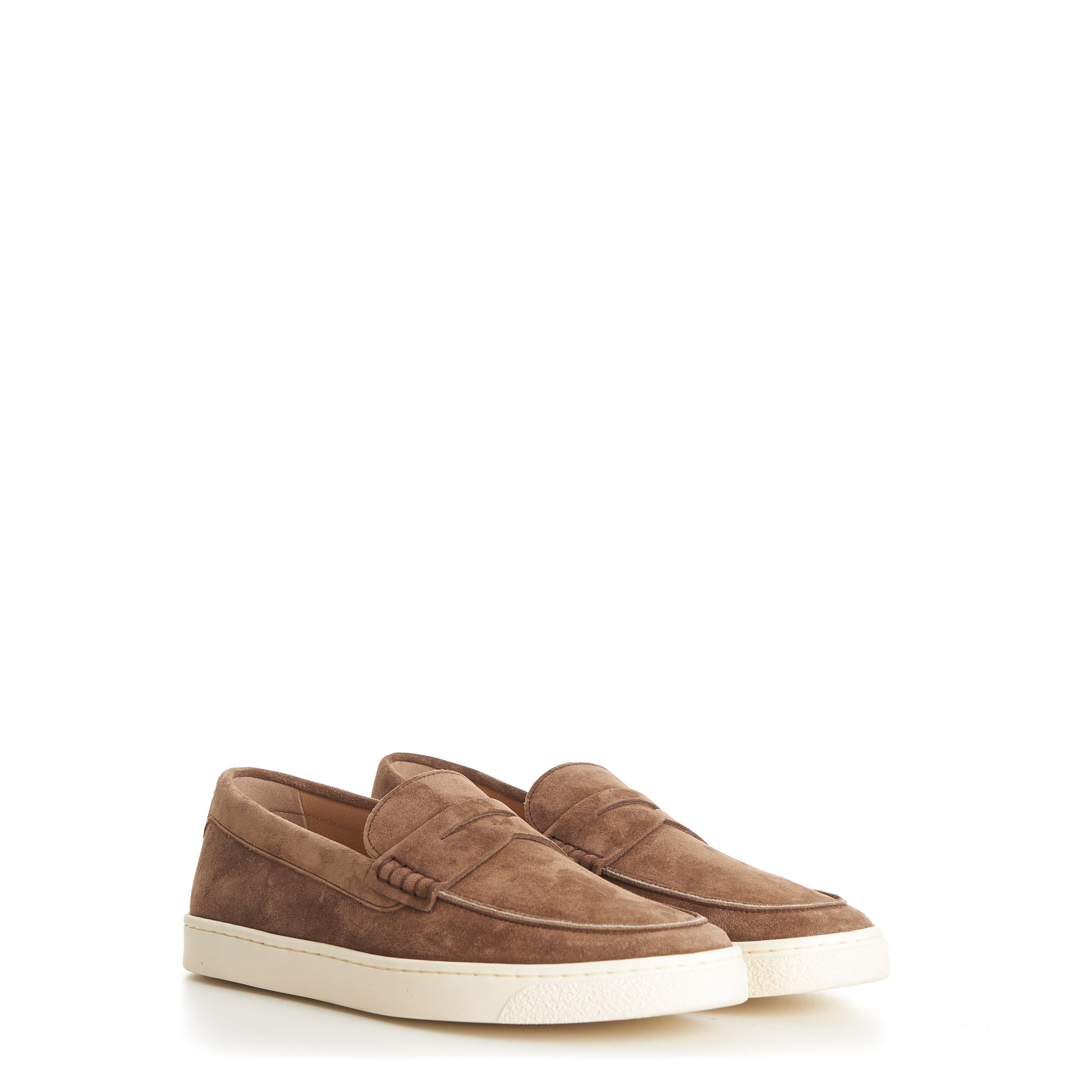 Brunello Cucinelli Chestnut Brown Suede Loafer Sneakers - Natural Rubber Sole Size US 7 / EU 40 - 1 Thumbnail