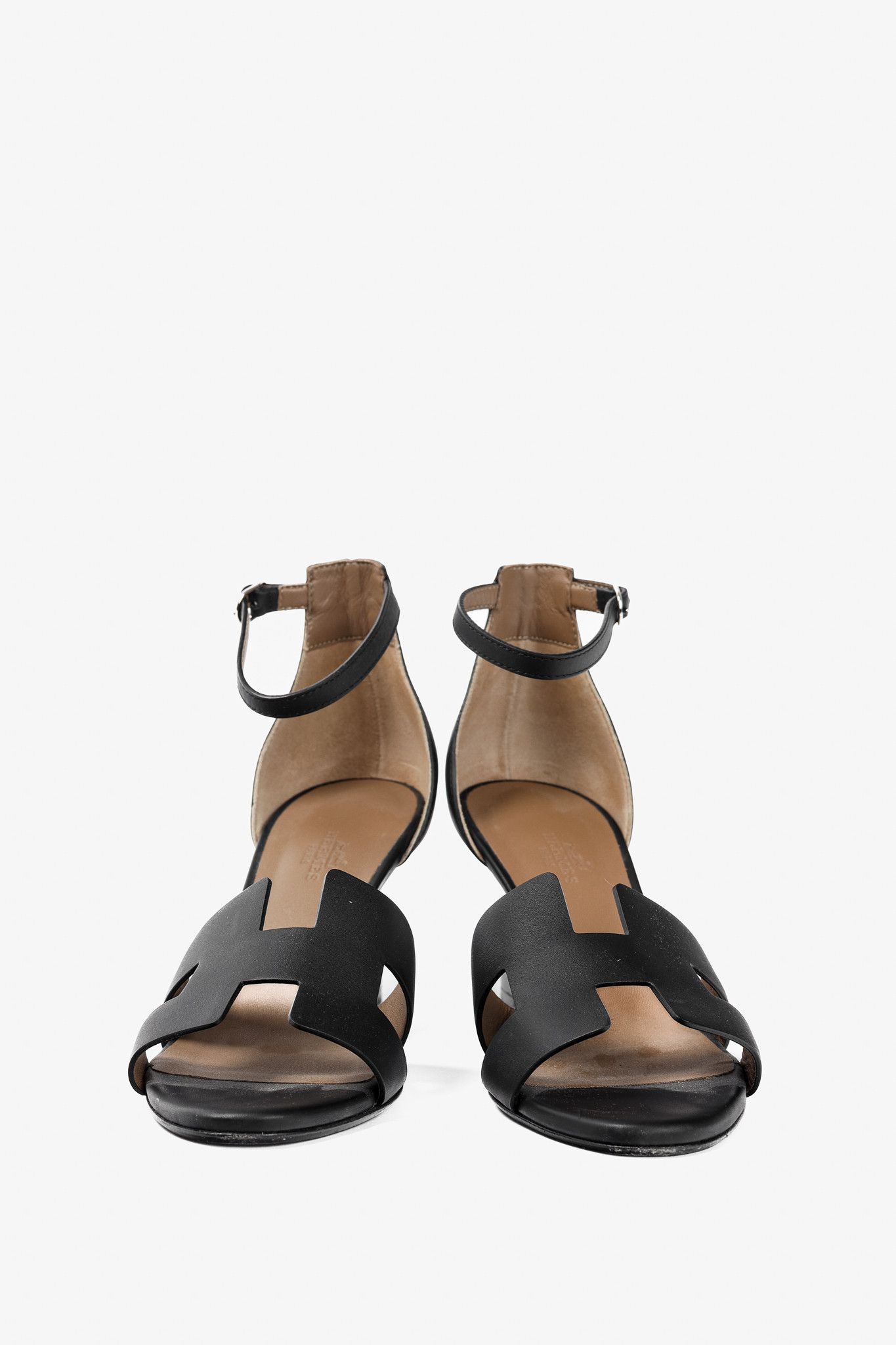 Hermes Hermes Legend Noir Calfskin "H" Wedge Sandals Size US 7.5 / IT 37.5 - 2 Thumbnail