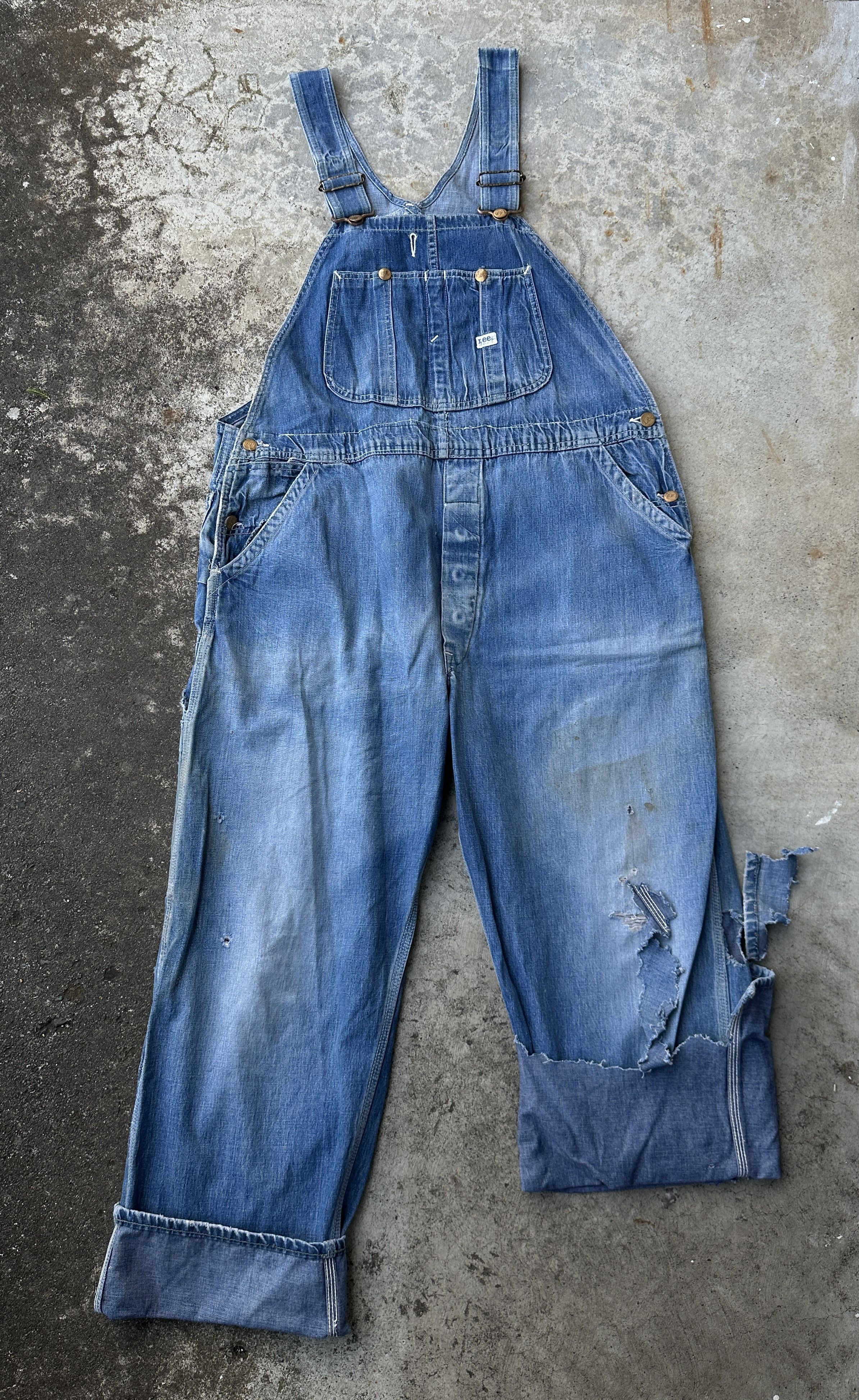 Lee 40s Lee Distressed Union Sanforized Jelt Denim farmer bib Size US 39 - 1 Thumbnail