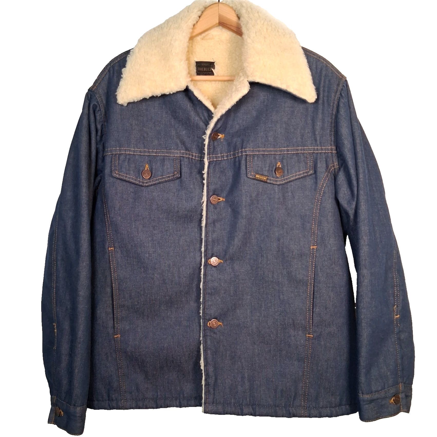 Sears VINTAGE Sears Roebucks Denim Trucker Jacket Men 46 R Blue Size US 30 / EU 46 - 2 Thumbnail
