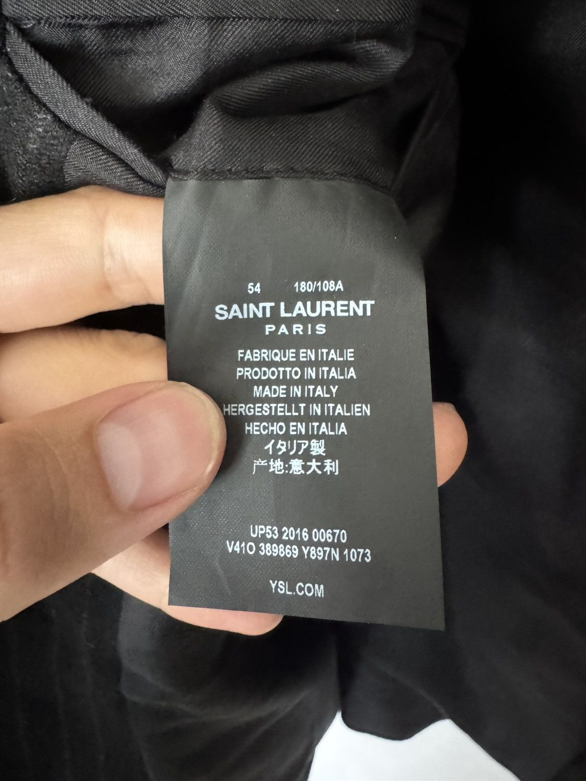 Saint Laurent Paris FW16 Palladium Cashmere pinstripe Blazer Size 54R - 2 Thumbnail