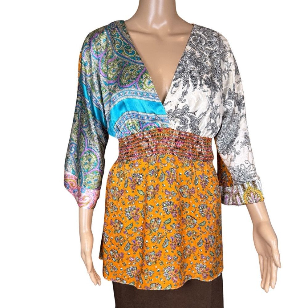 Other New Alice & Trixie 100% Silk Boho Multi Print Blouse Size M Size M / US 6-8 / IT 42-44 - 1 Thumbnail