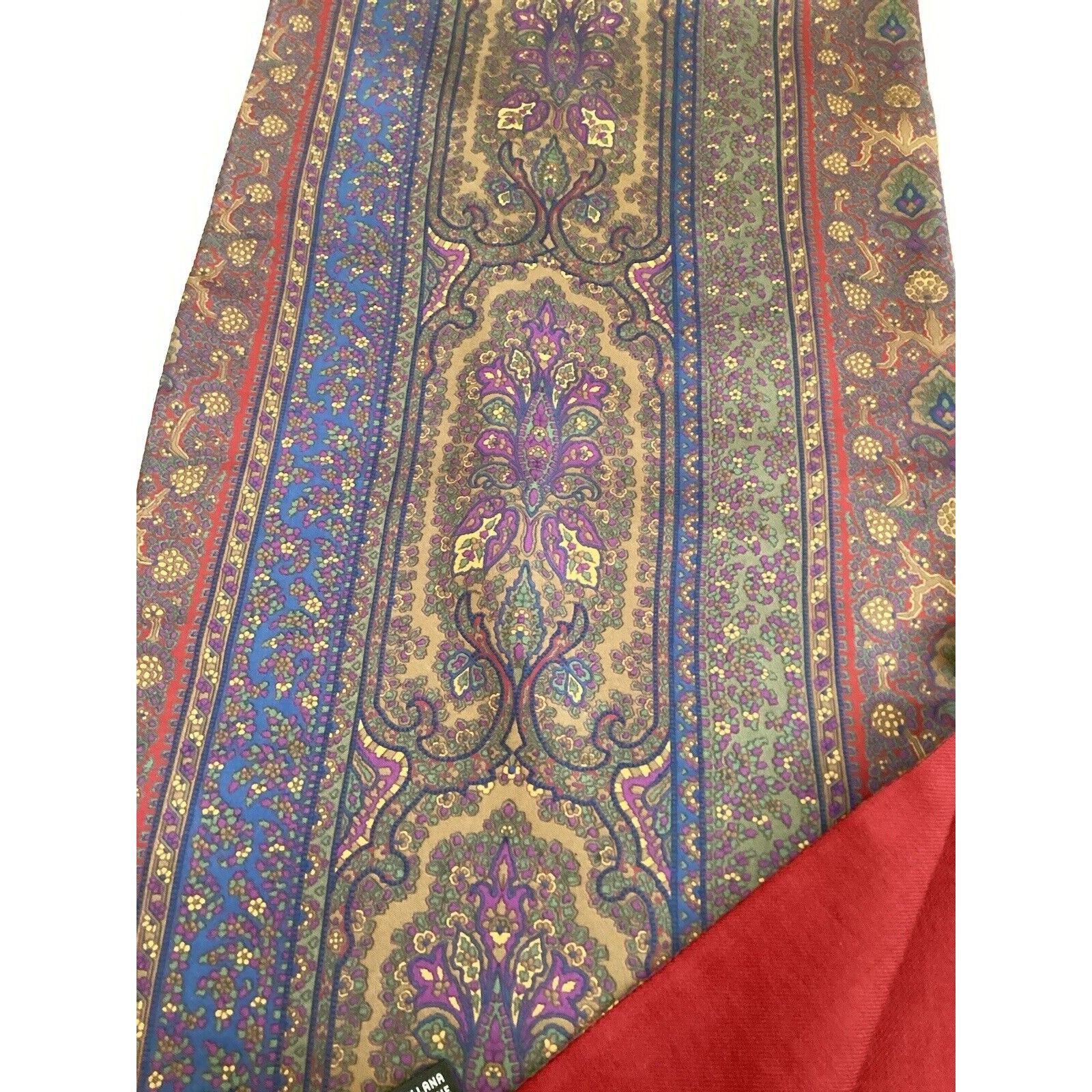 Carlo Palazzi CARLO PALAZZI Red Paisley Double Sided Rectangle Silk Wool S Size ONE SIZE - 6 Thumbnail