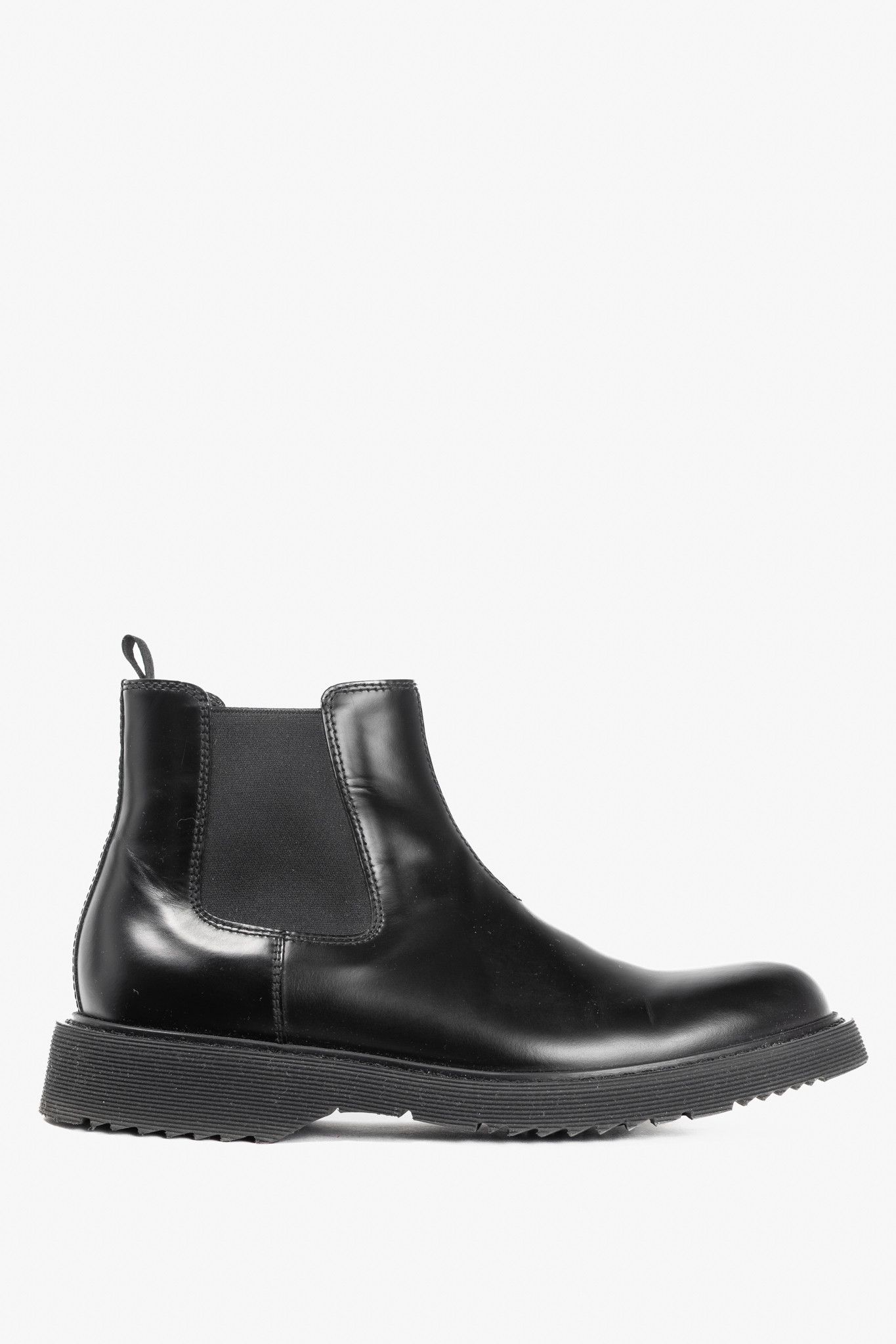 Prada Black Leather Chelsea Ankle Boots