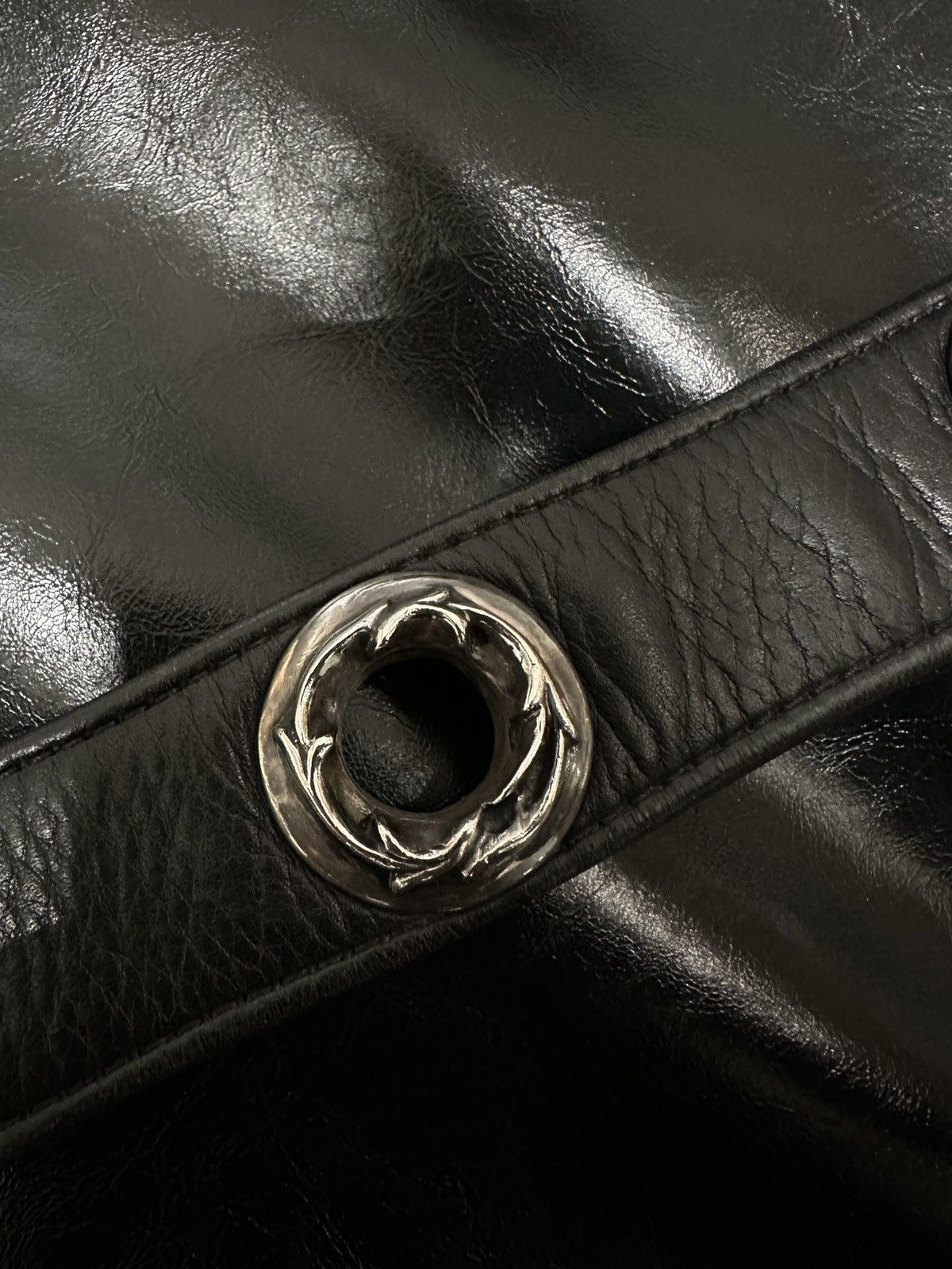 Chrome Hearts Large Grommet Oiled Leather Belt Strap Size 34 - 7 Thumbnail