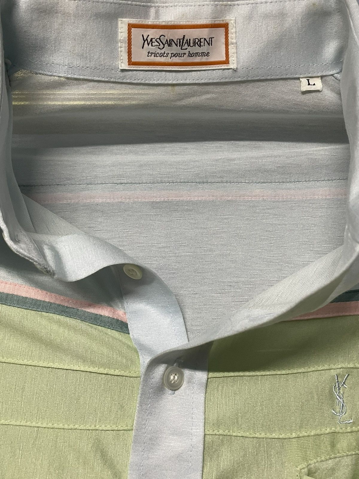 Yves Saint Laurent Vintage Yvesaintlaurent Light Pastel Colour Polo Sporty Look Size US L / EU 52-54 / 3 - 12 Thumbnail