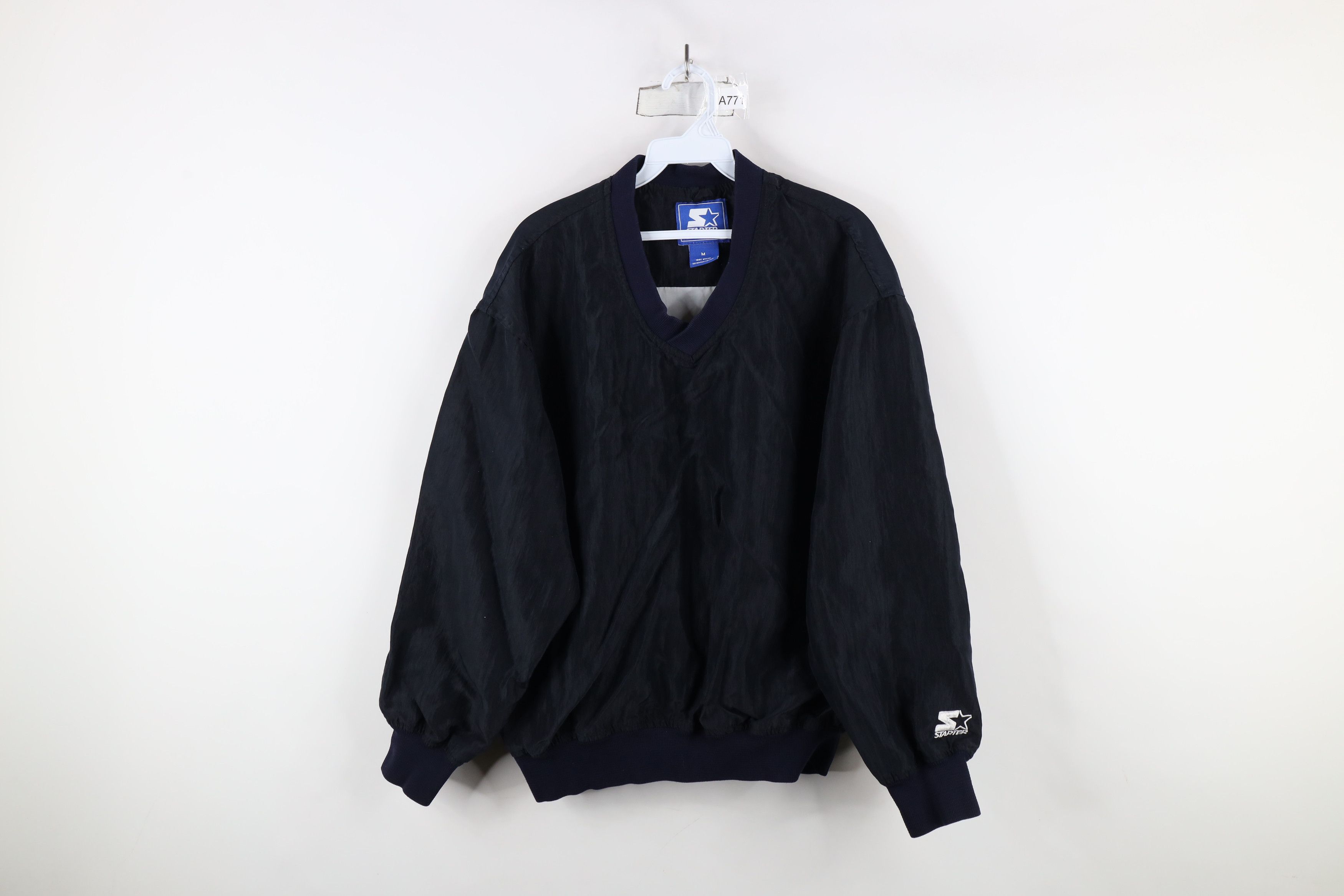 Starter × Vintage Vintage 90s Starter Blank Pullover Windbreaker Jacket Blue Size US M / EU 48-50 / 2 - 1 Thumbnail