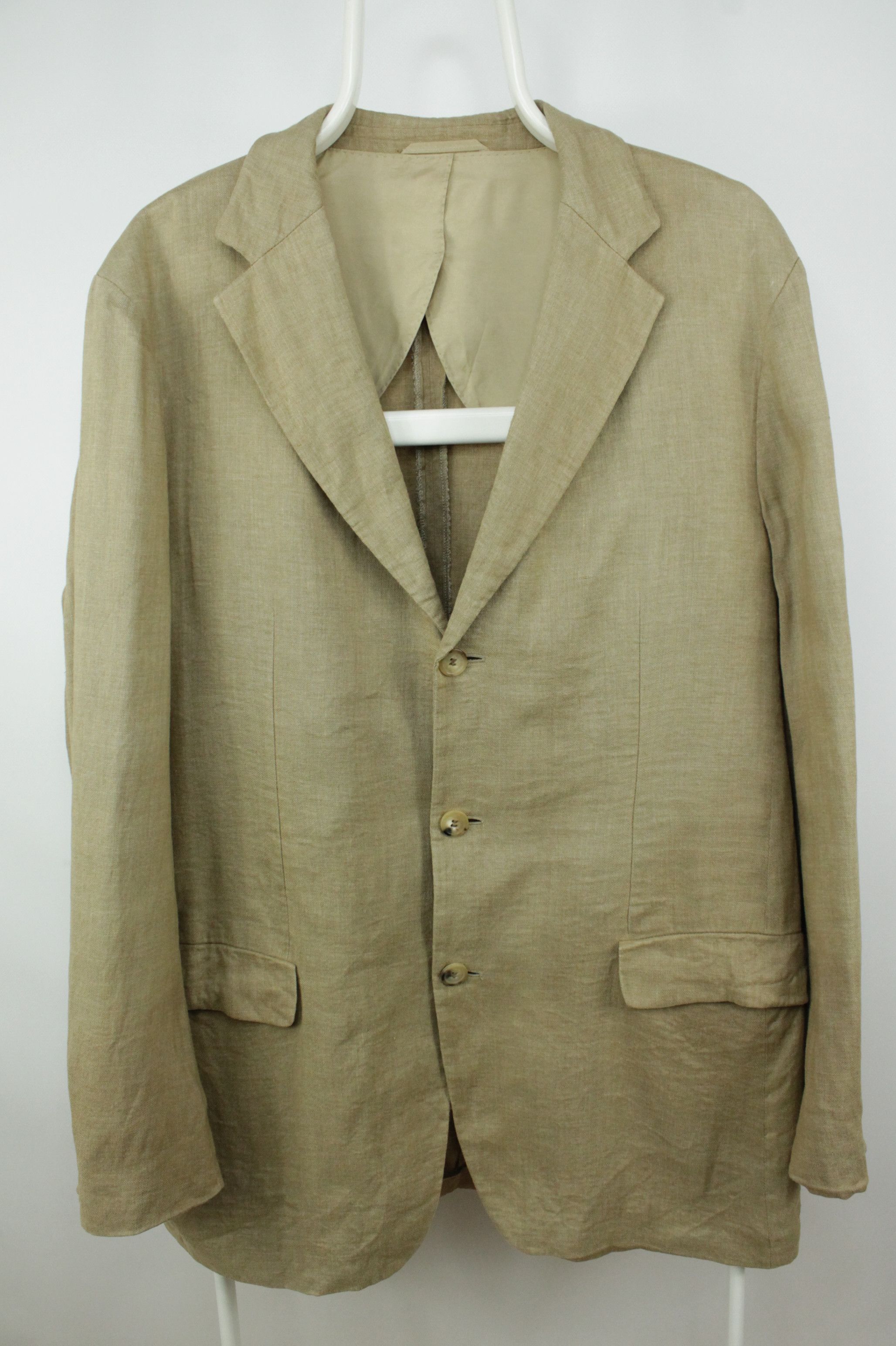 Designer × Hugo Boss × Vintage Vintage Hugo Boss Beige Linen Relaxed Fit Sport Coat Blazer Size US M / EU 48-50 / 2 - 1 Thumbnail