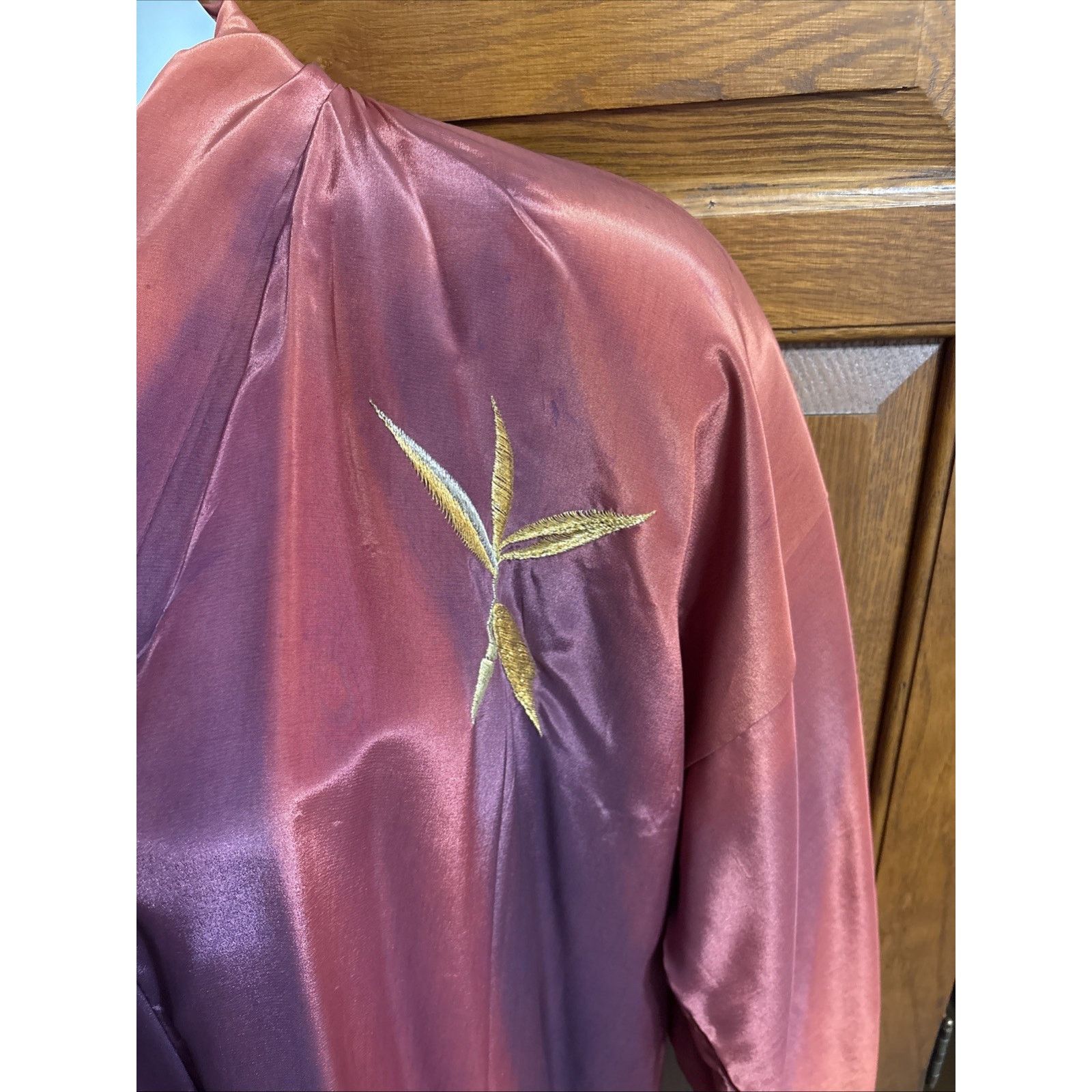 Other VTG Silk Haori Robe Ombré Plum Burgundy Kimono Gold Silver Size ONE SIZE - 2 Thumbnail