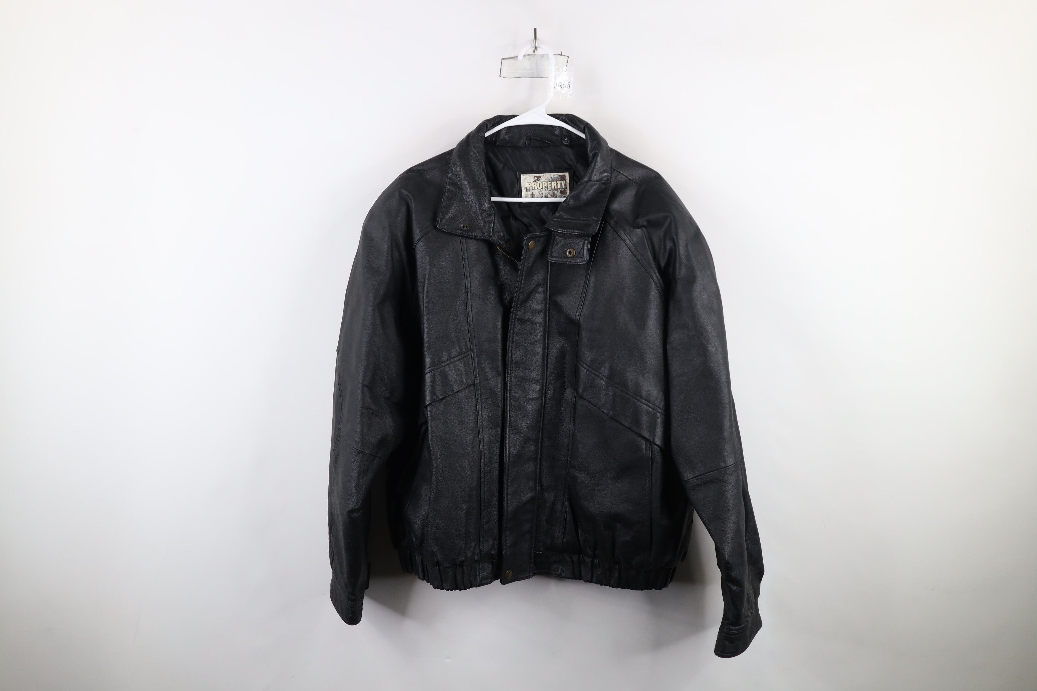 Vintage Vintage 90s Streetwear Quilted Leather Bomber Jacket Black Size US XL / EU 56 / 4 - 1 Thumbnail