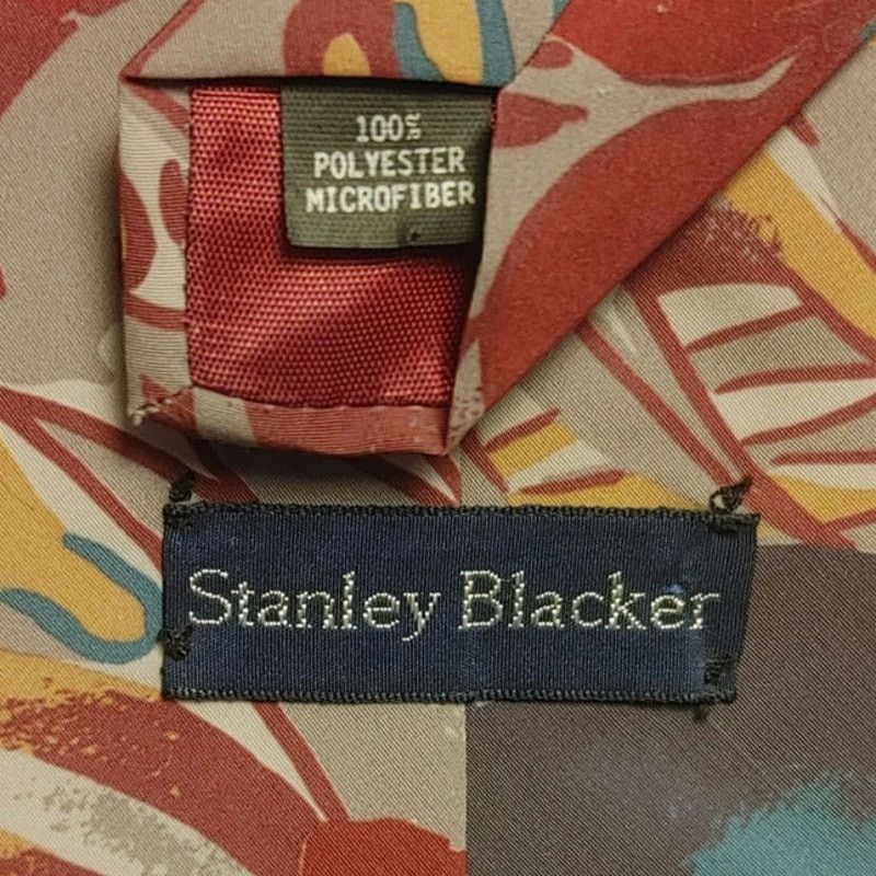 Stanley Blacker Stanley Blacker Men's OS Polyester Red/Yellow Floral Tie Size ONE SIZE - 2 Thumbnail