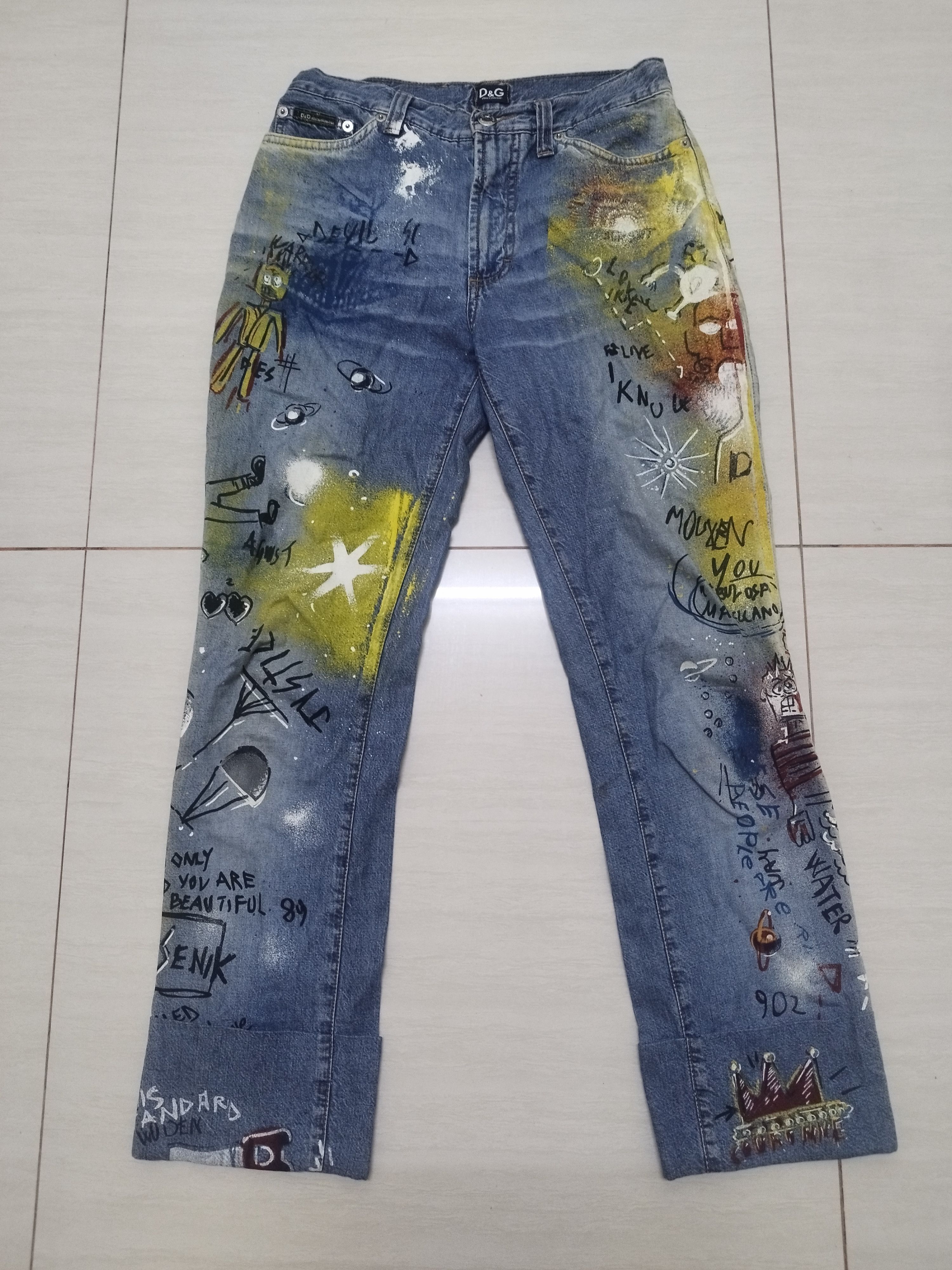 Dolce & Gabbana Dolce & Gabbana 2000s Graffiti Jean-Micheal Basquiat Jeans Size 28" / US 6 / IT 42 - 1 Thumbnail