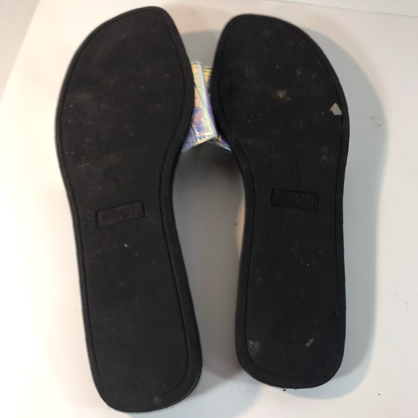 Vintage Rouge Iridescent Buckle Slides Womens Size 11 Casual Summer Flat Sandals Size US 11 / IT 41 - 3 Thumbnail