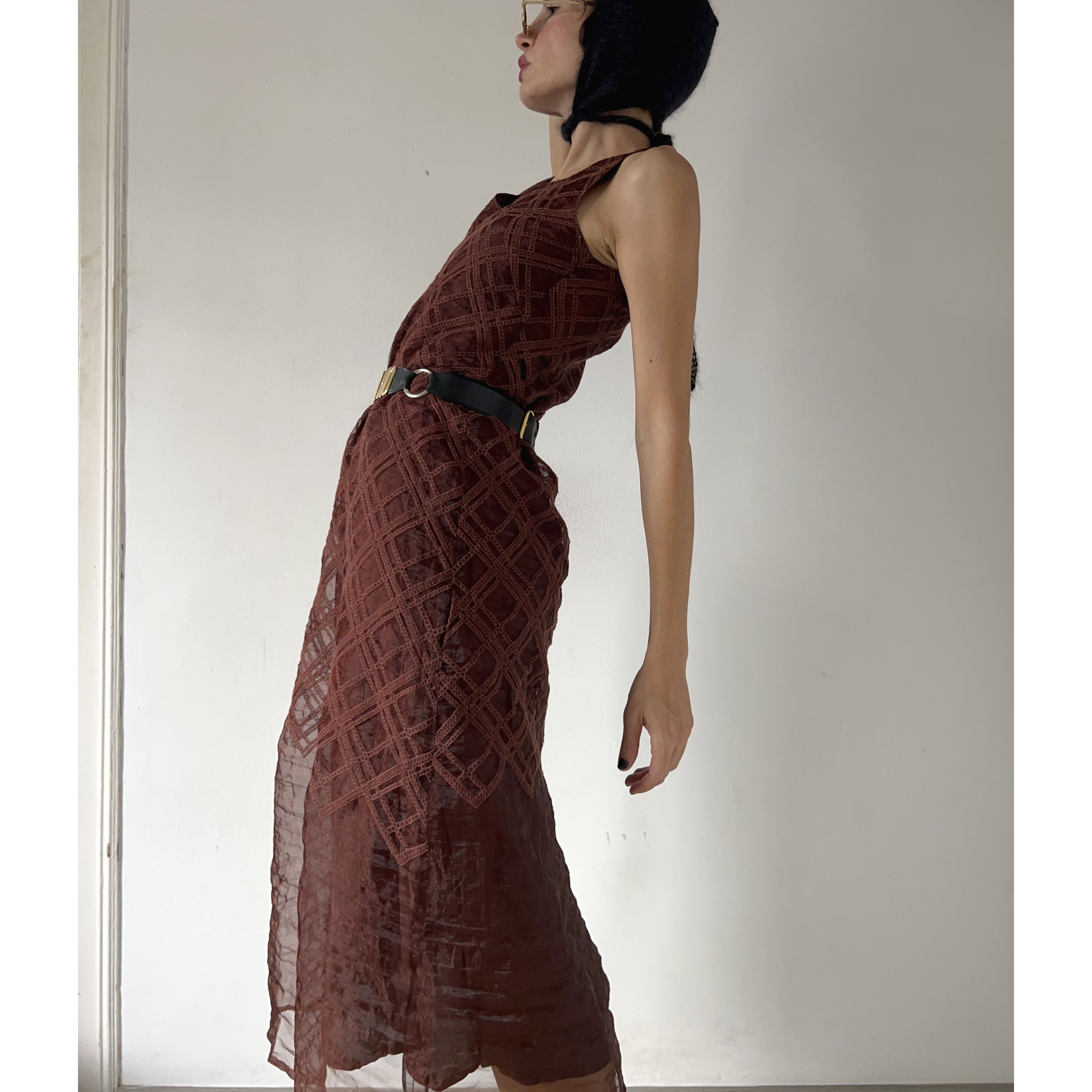 Vintage Amaya Arzuaga vintage brown tank dress Size S / US 4 / IT 40 - 5 Thumbnail