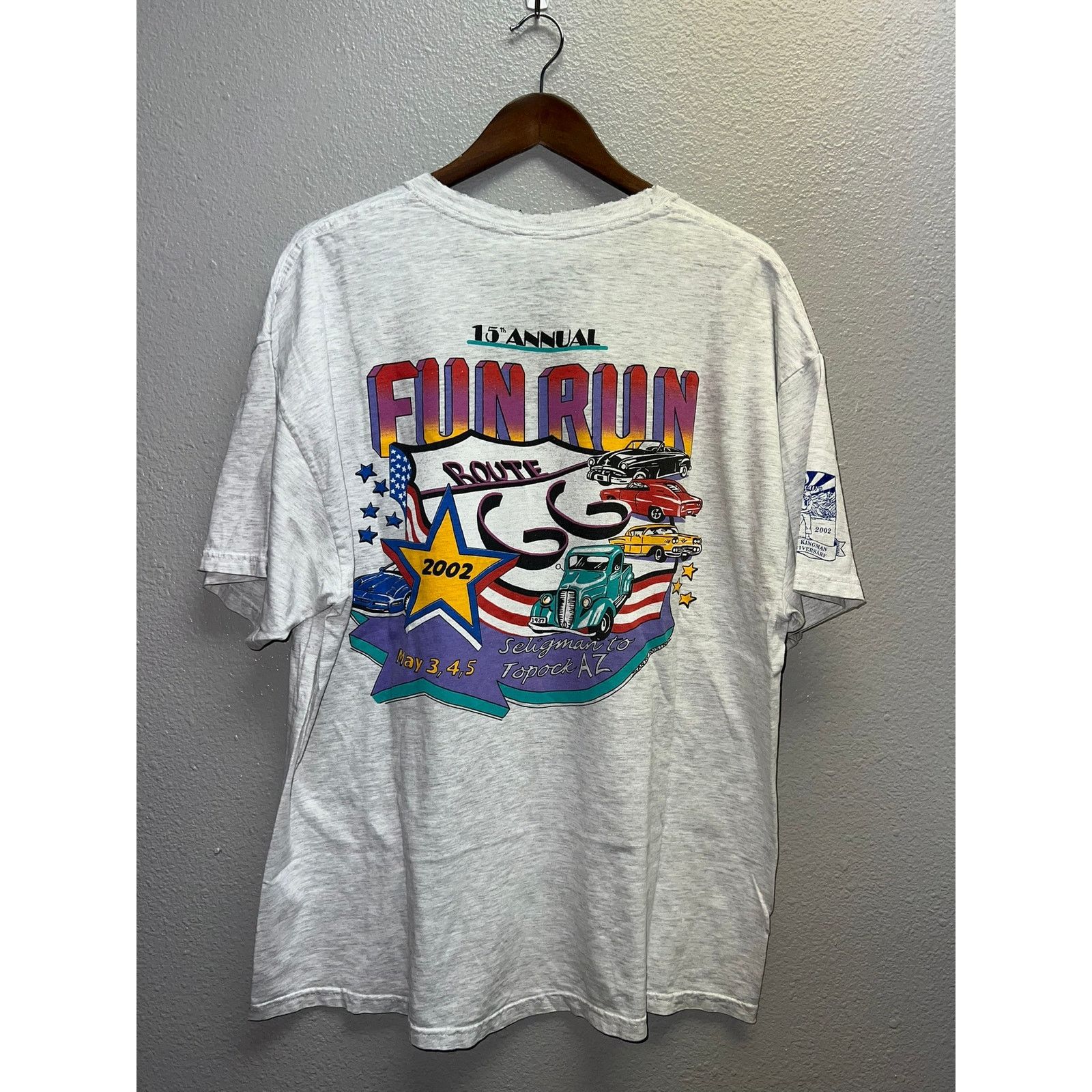 Hanes Vintage Route 66 Shirt 15th Annual Fun Run Arizona Car Tee Size US XL / EU 56 / 4 - 8 Thumbnail