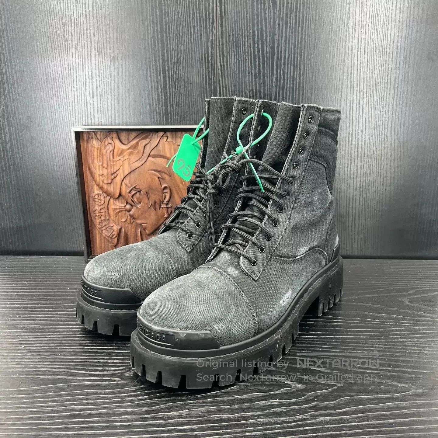 Balenciaga Black Rugged Lace-Up Boots Size 10. Size US 10 / EU 43 - 1 Thumbnail