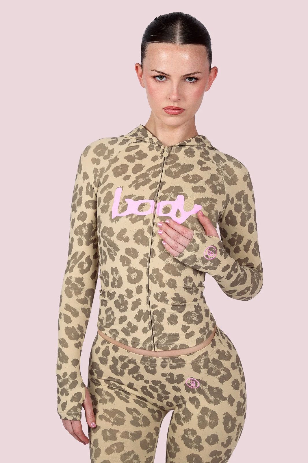 Body by Raven Tracy Body By Raven 'Basics 2.0' Leopard & Baby Pink Zip Up Hoodie Size M / US 6-8 / IT 42-44 - 1 Preview
